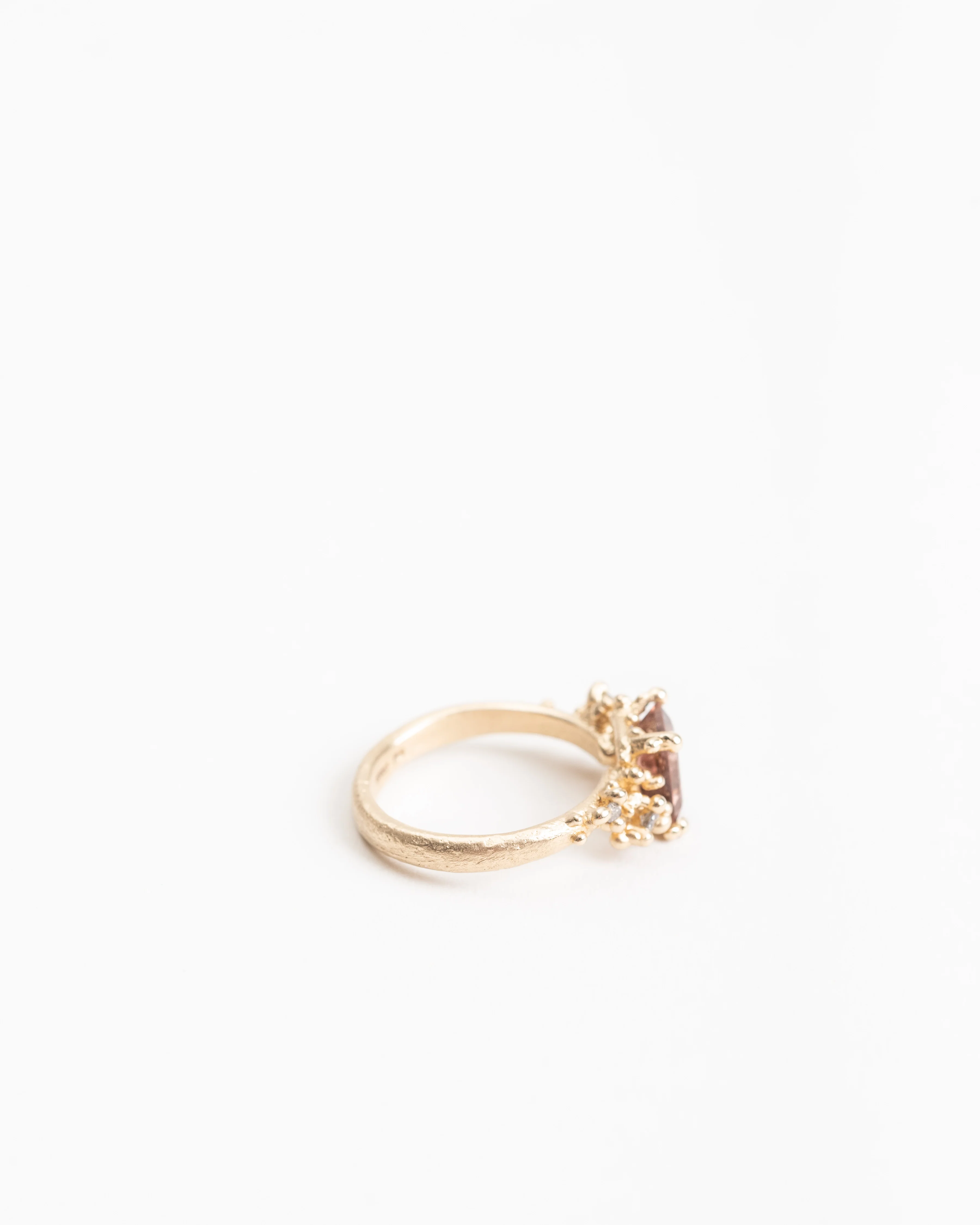 pink tourmaline & diamond ring w/ granules - Image 2