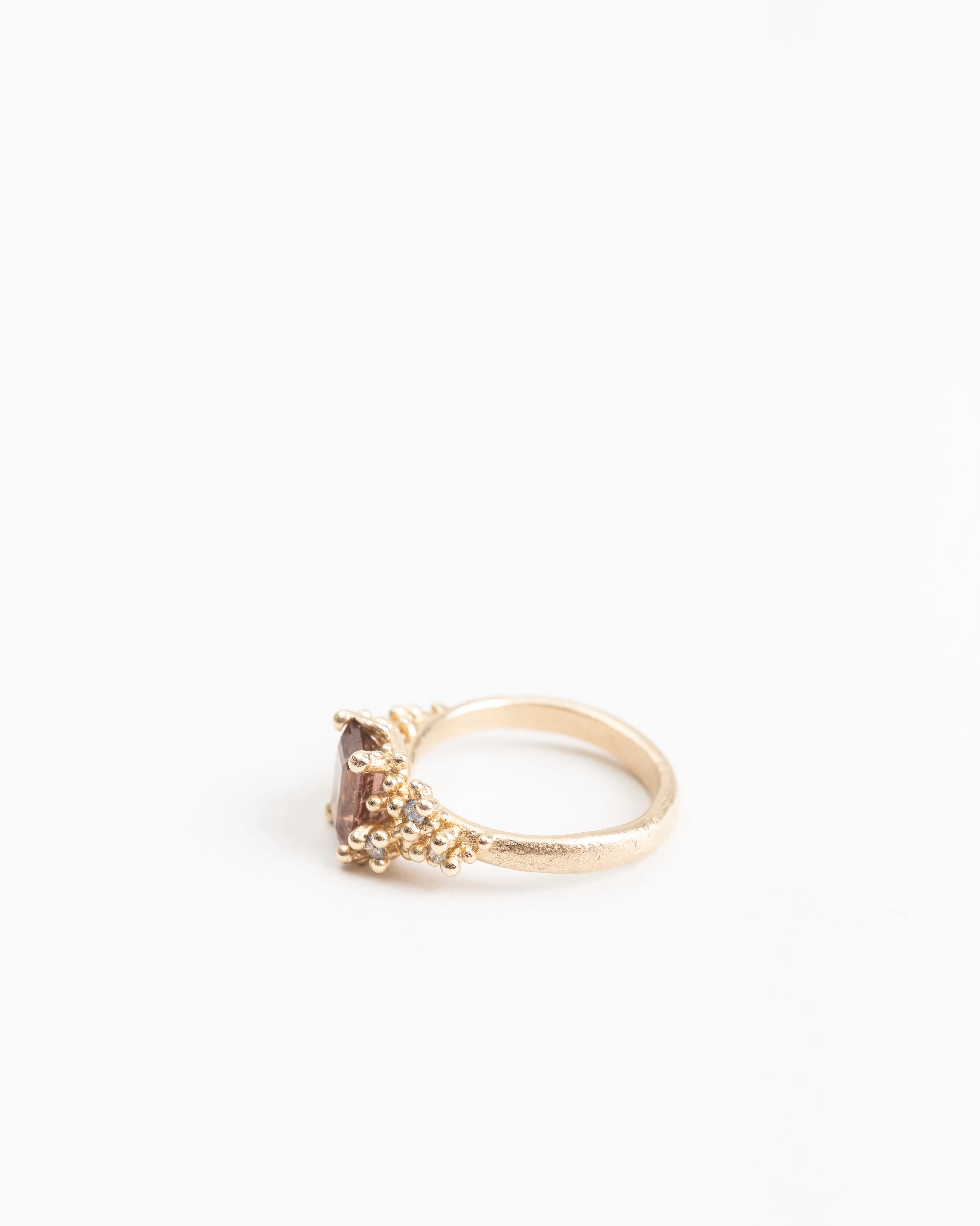 pink tourmaline & diamond ring w/ granules - Image 3