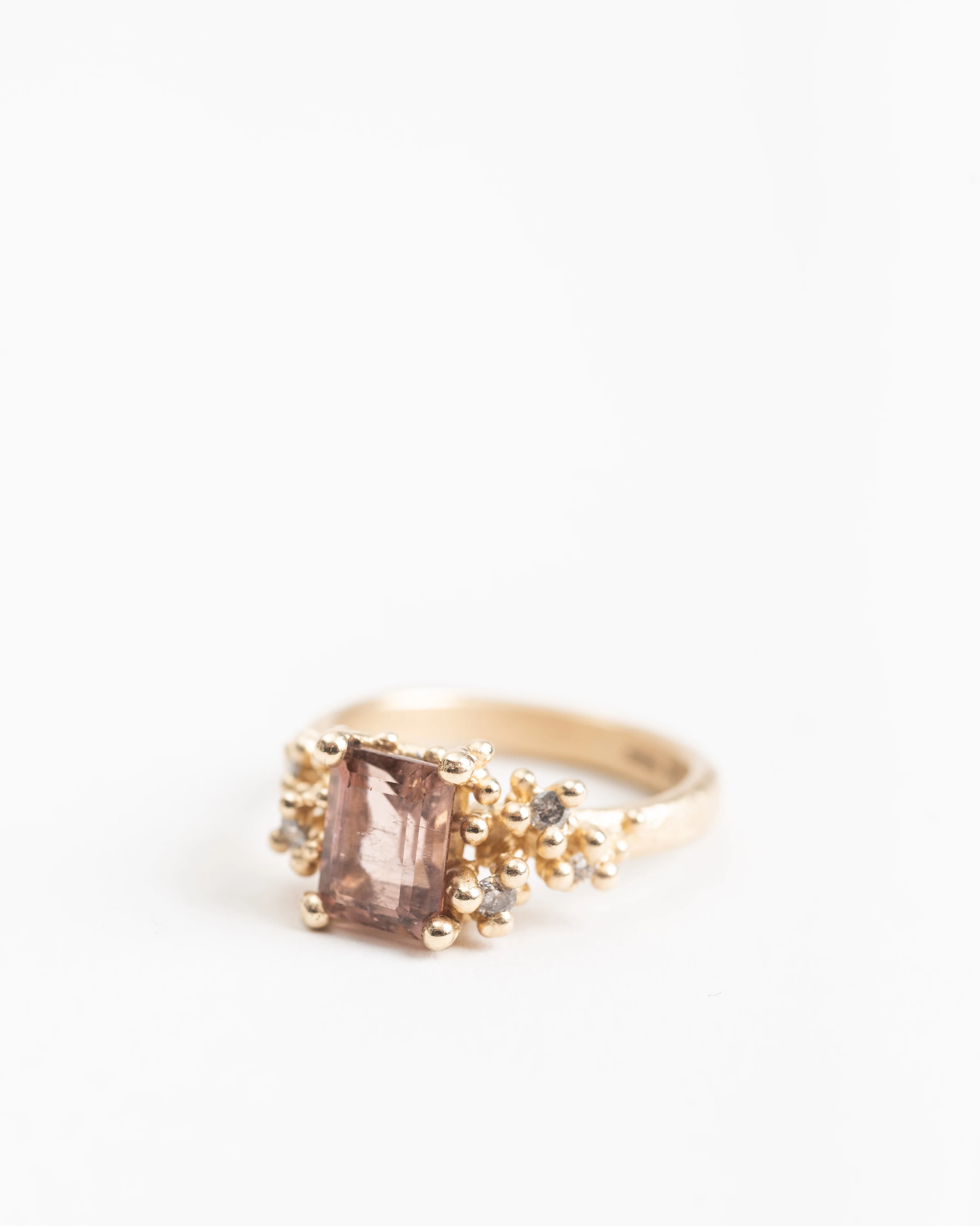 pink tourmaline & diamond ring w/ granules - Image 5