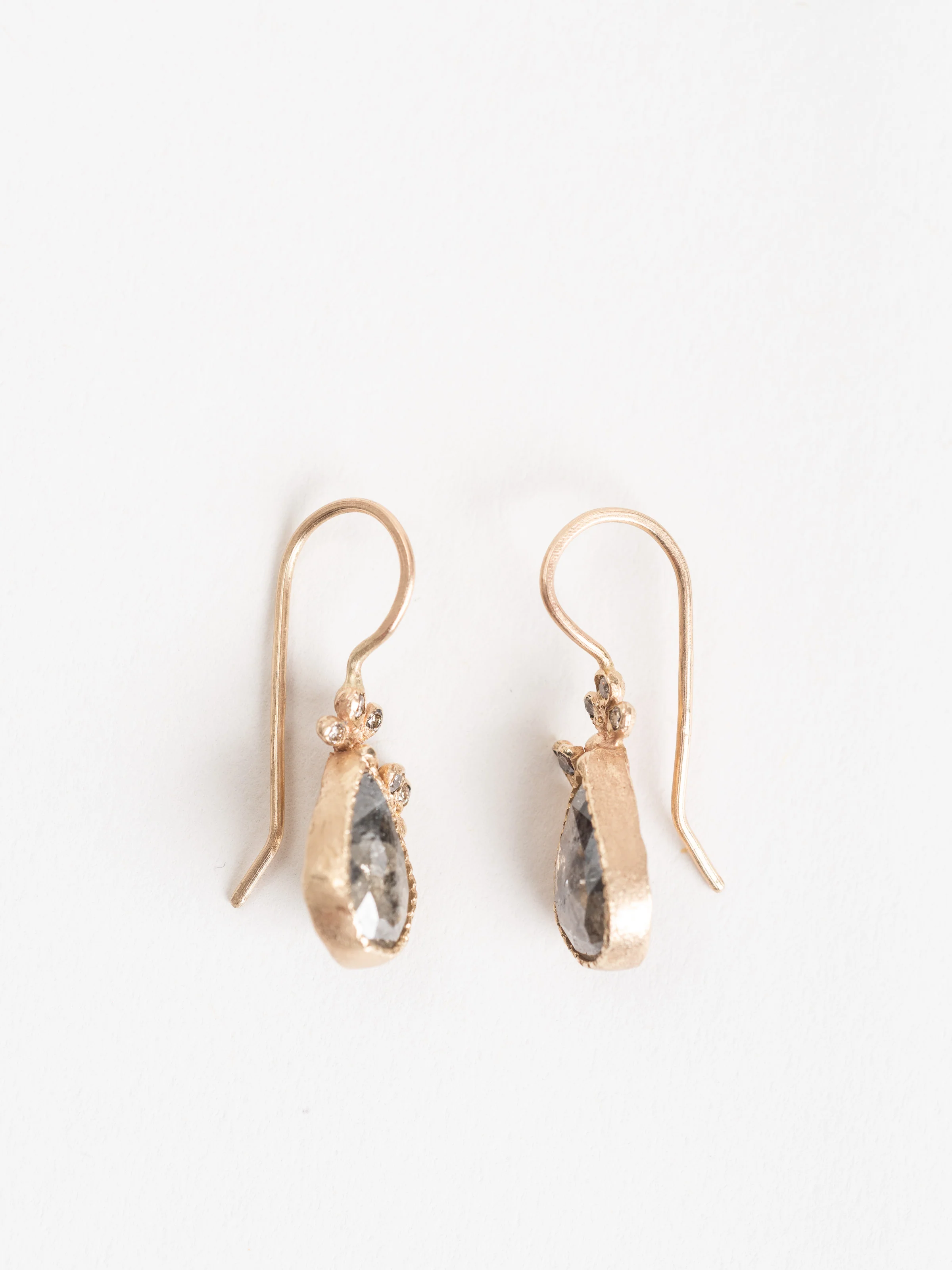 rose cut grey diamond drop earrings - Image 2