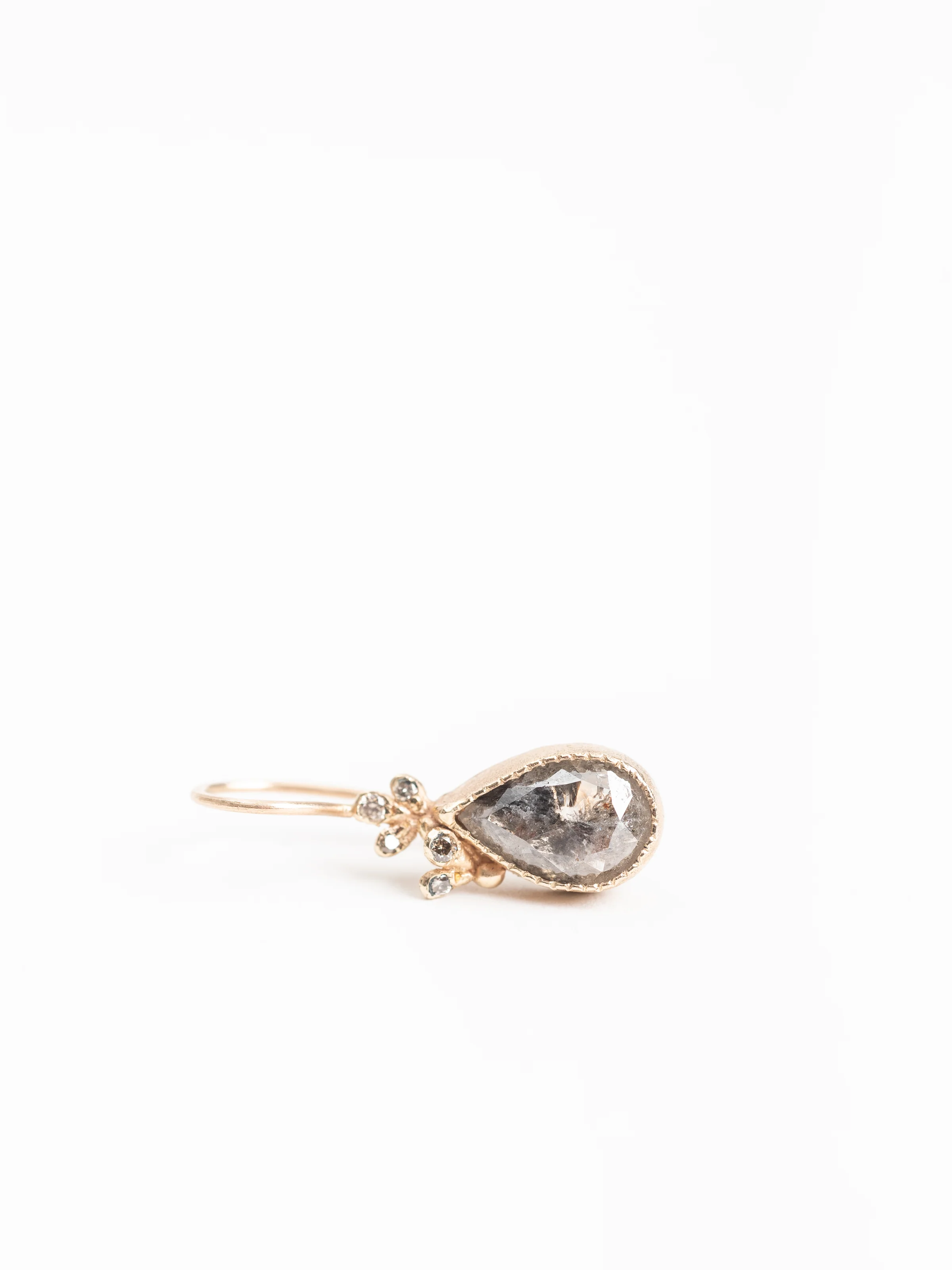 rose cut grey diamond drop earrings - Image 3