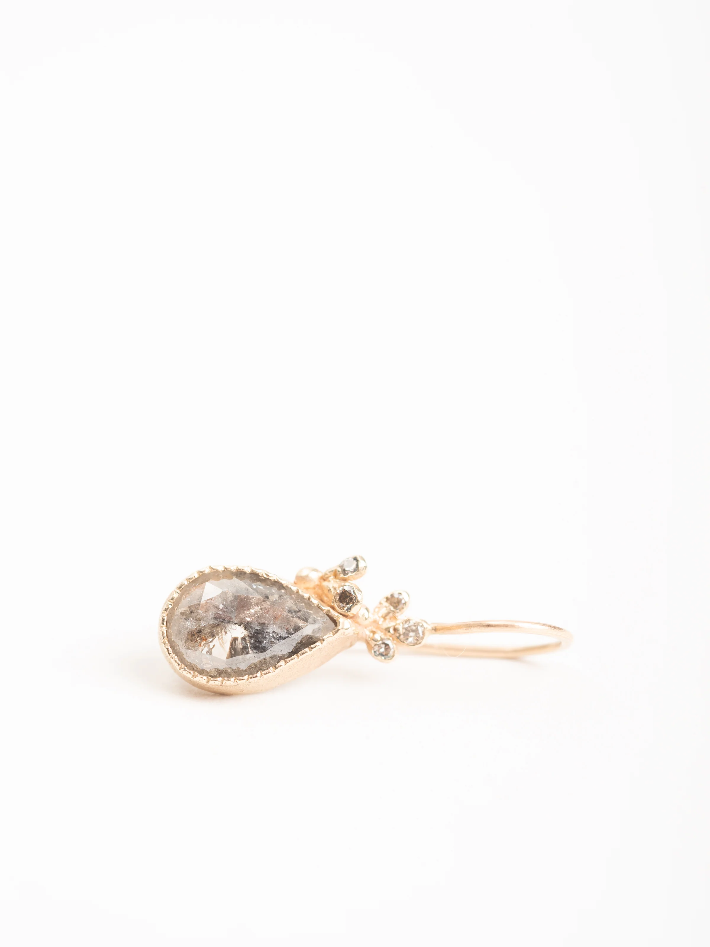 rose cut grey diamond drop earrings - Image 4