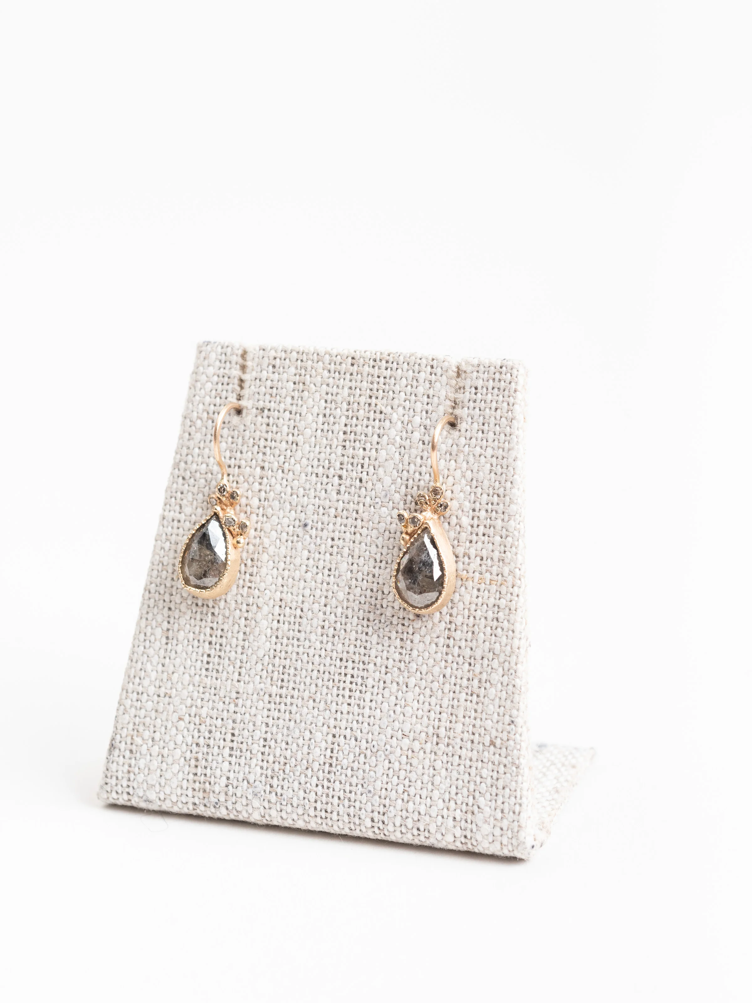 rose cut grey diamond drop earrings - Image 5