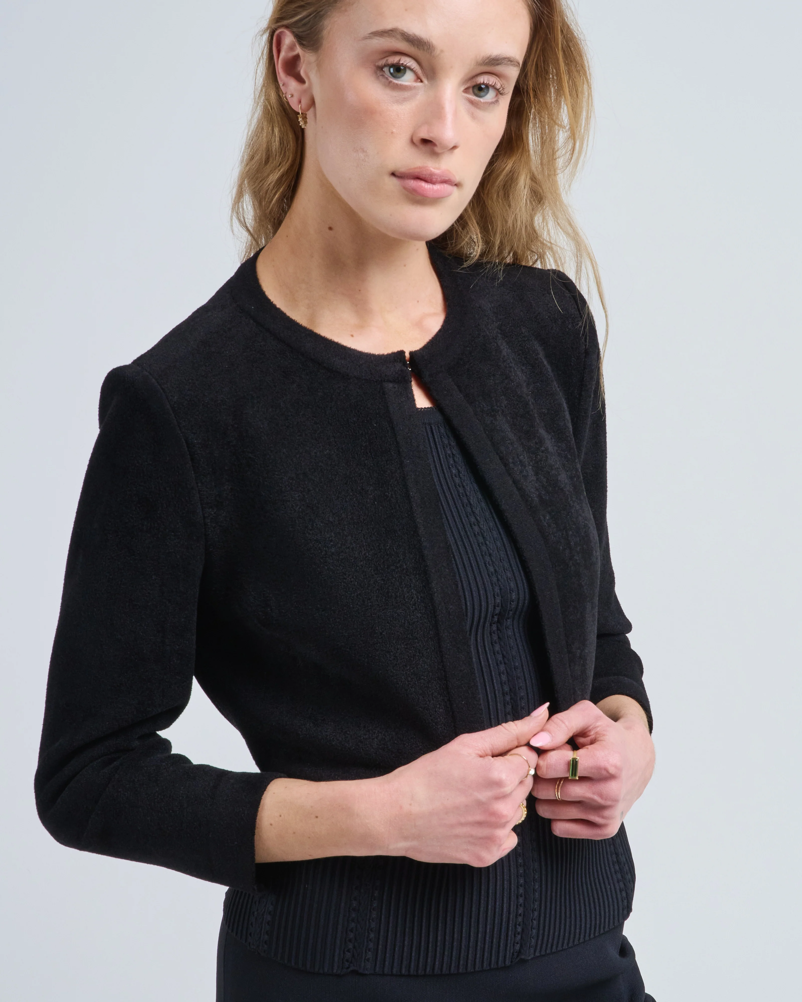 claire cropped velour cardigan - Image 2