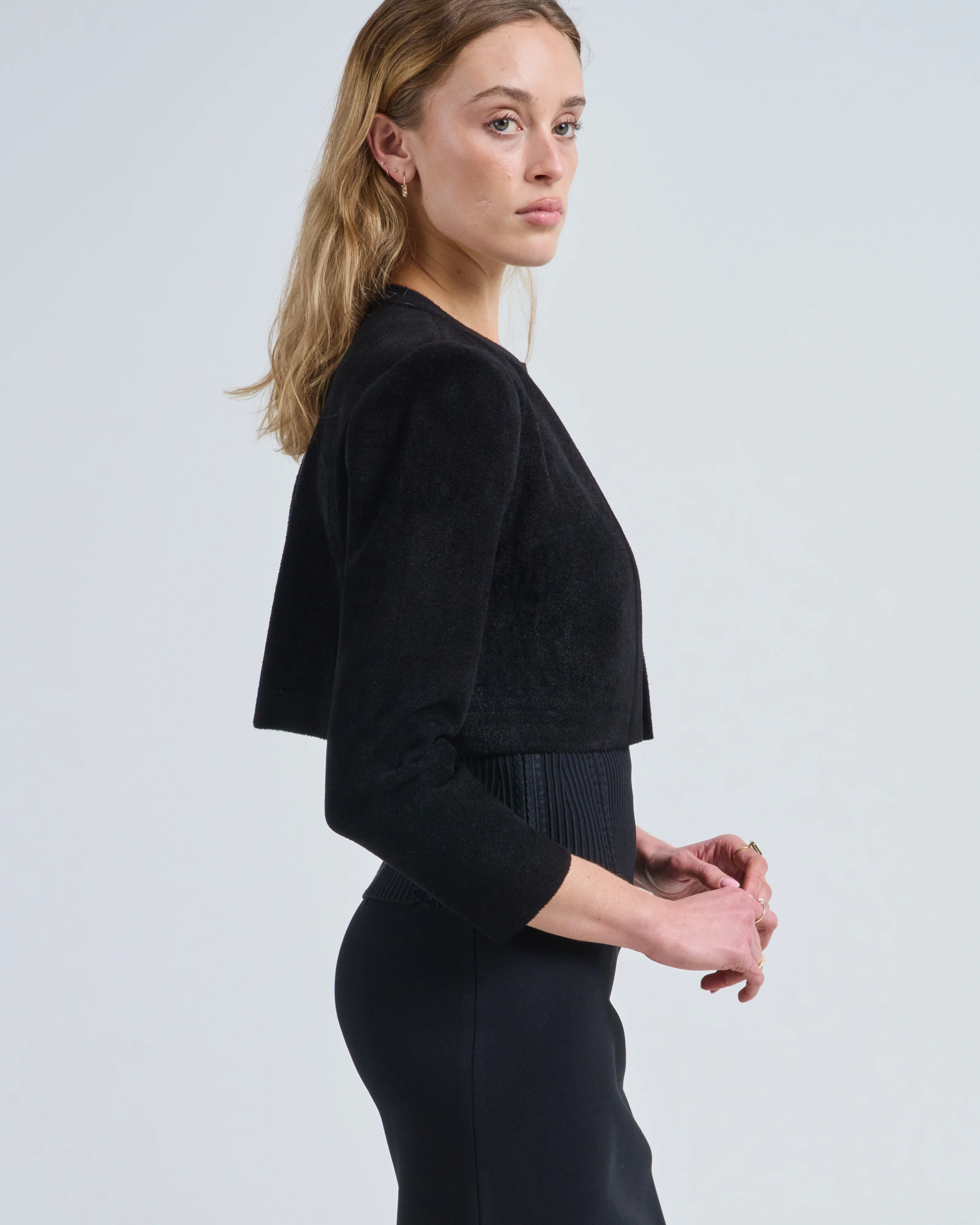 claire cropped velour cardigan - Image 3