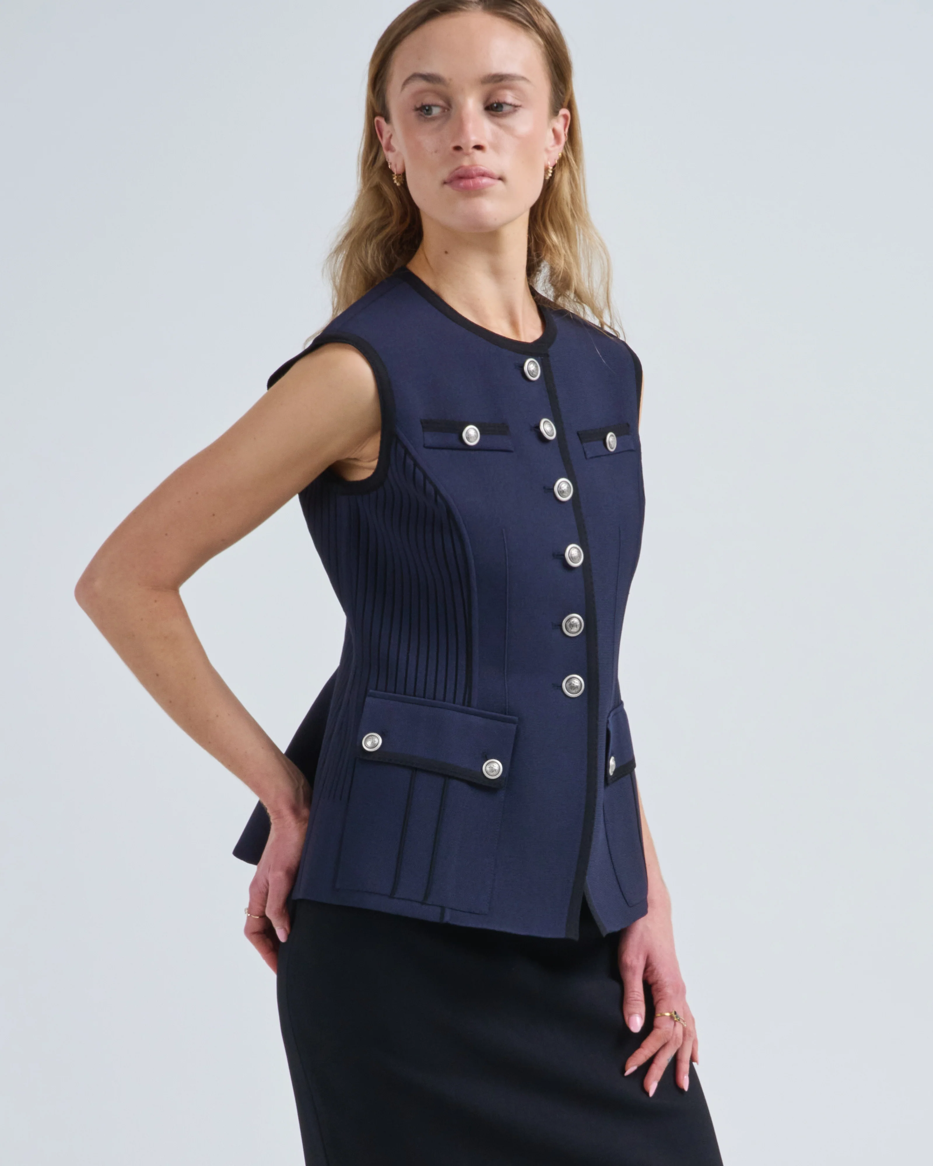 nell peplum knitted vest - Image 2