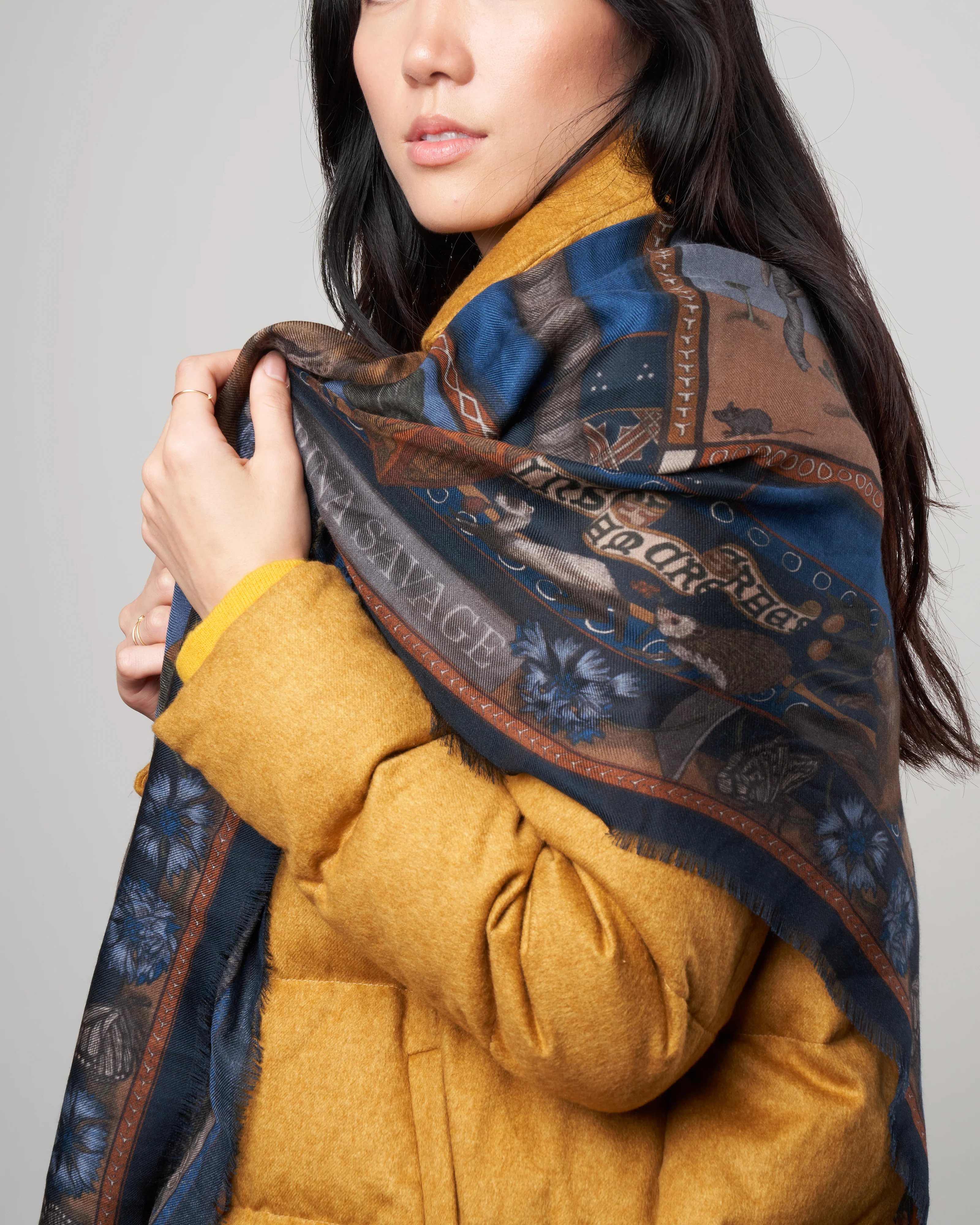 beasts untamed cashmere scarf - cornflower/bronze - Image 2