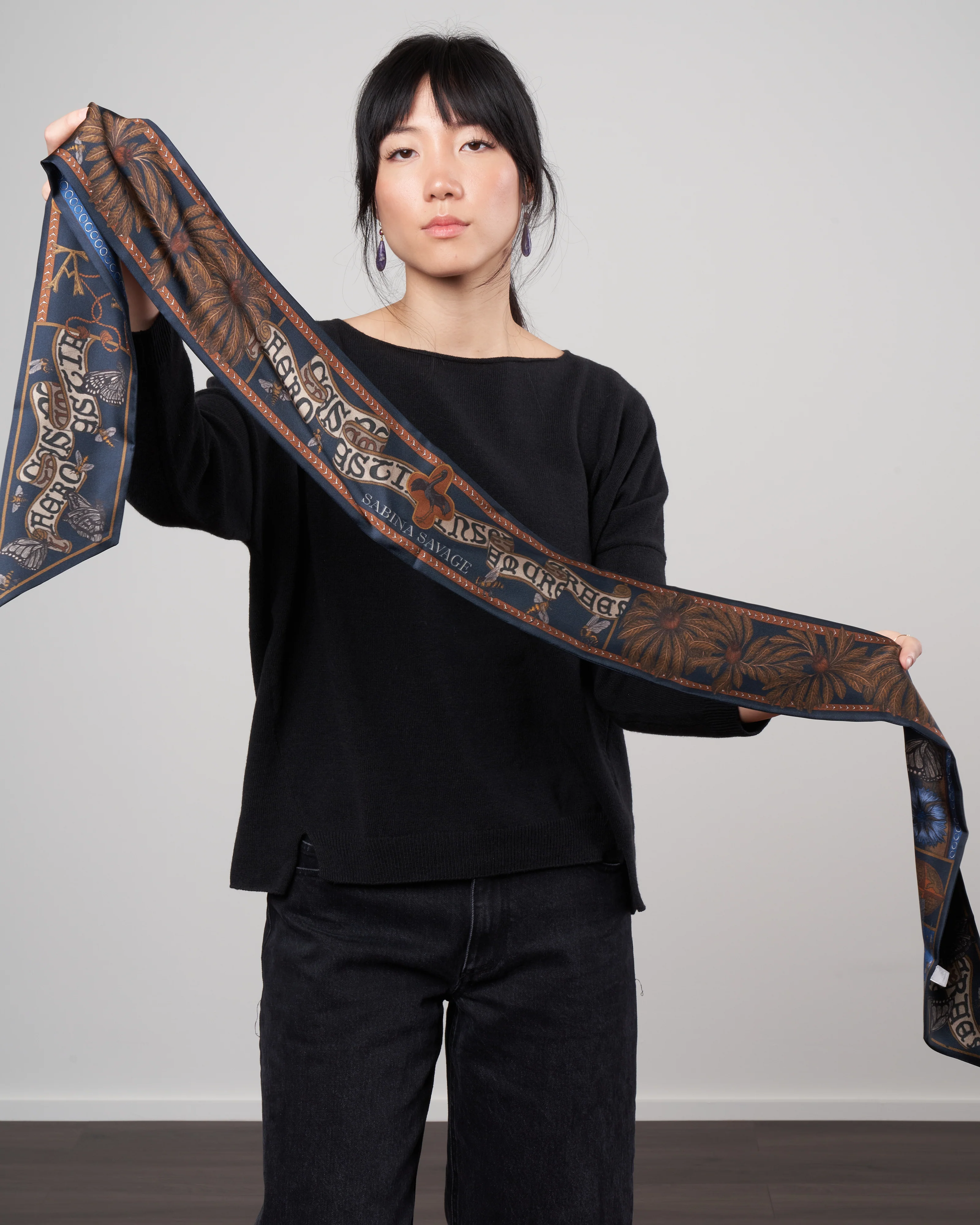 beasts untamed large ribbon scarf - cornflower/bronze - Image 3