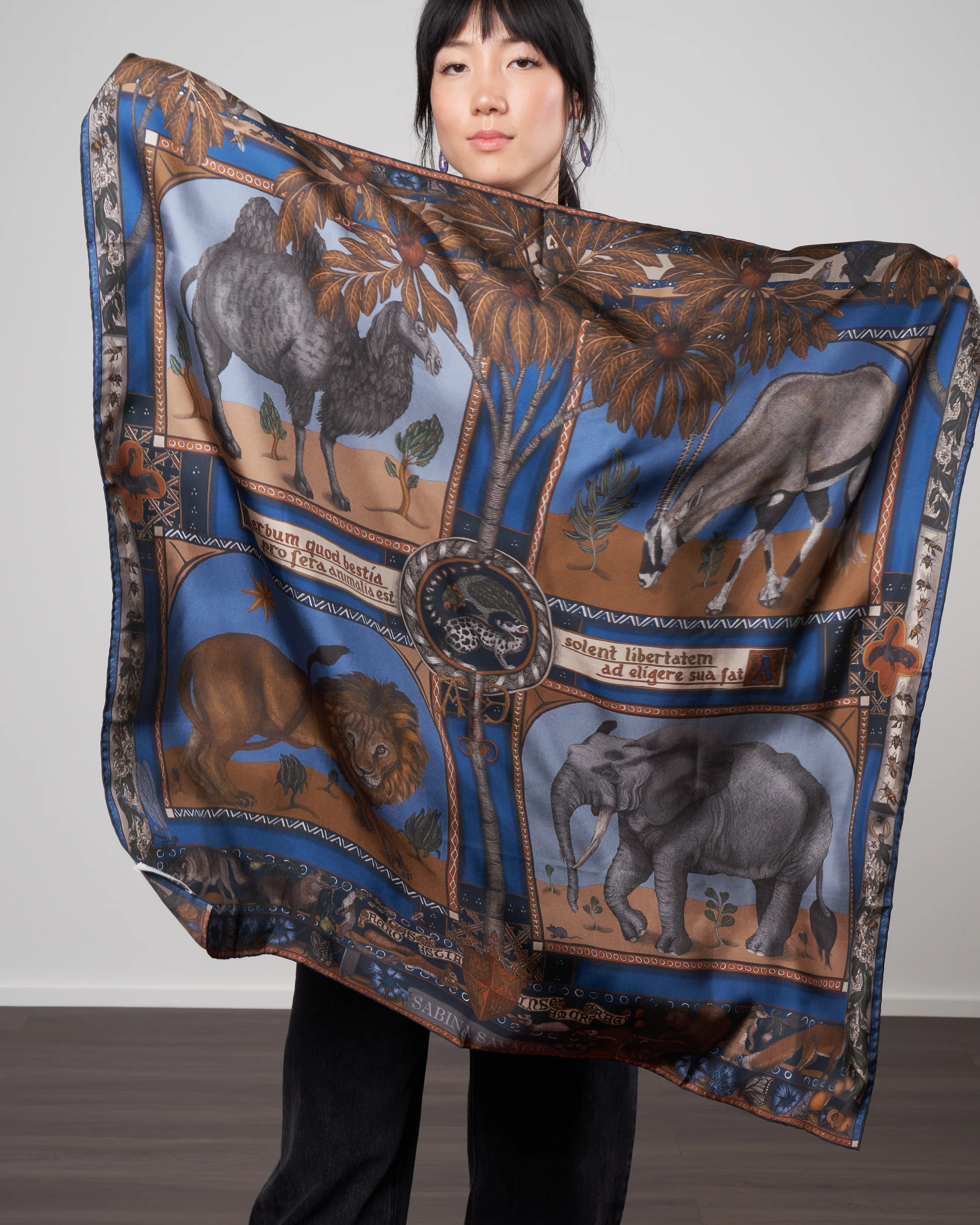 beasts untamed silk scarf - cornflower bronze - Image 2