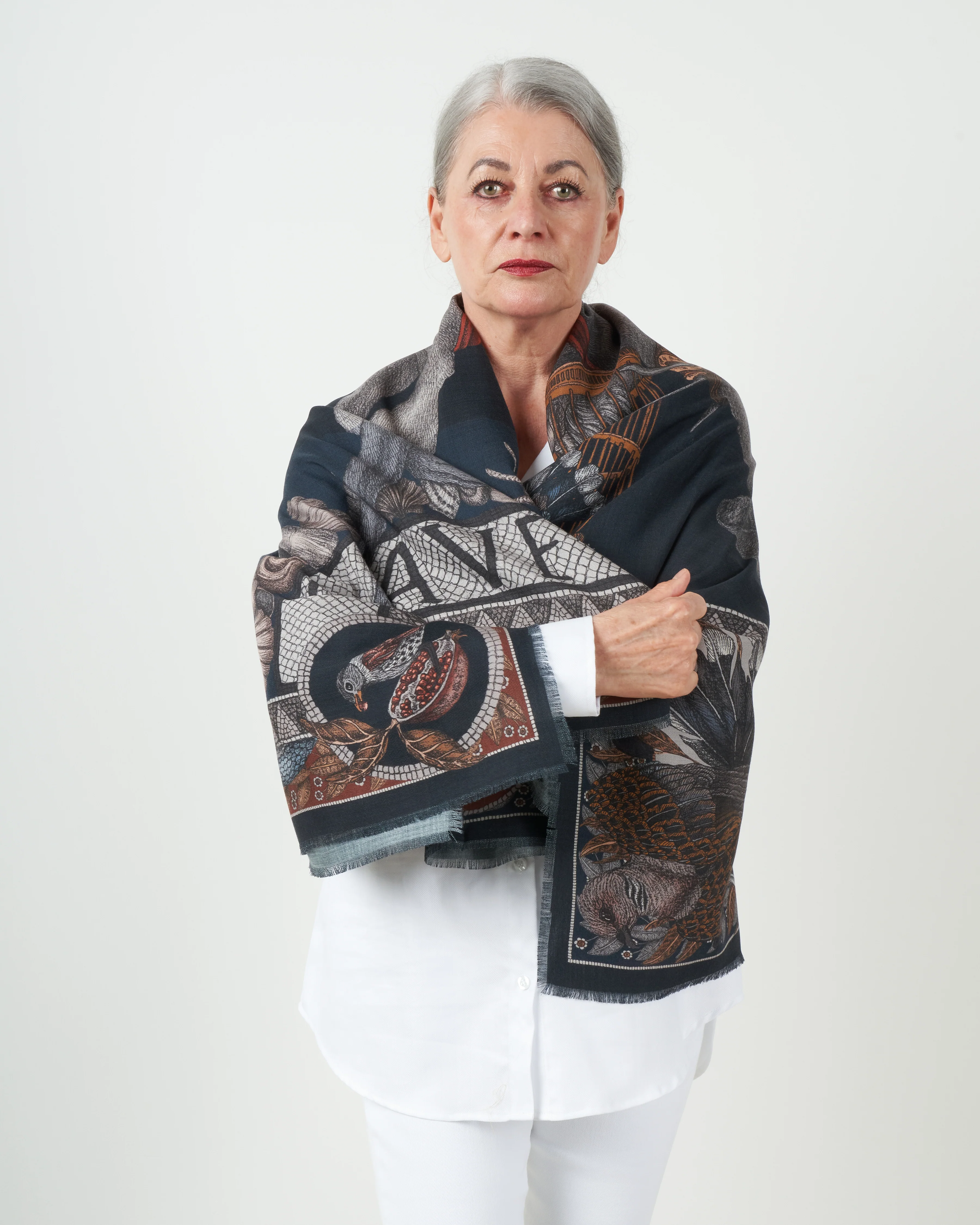 cave canem silk wool scarf - water - Image 2