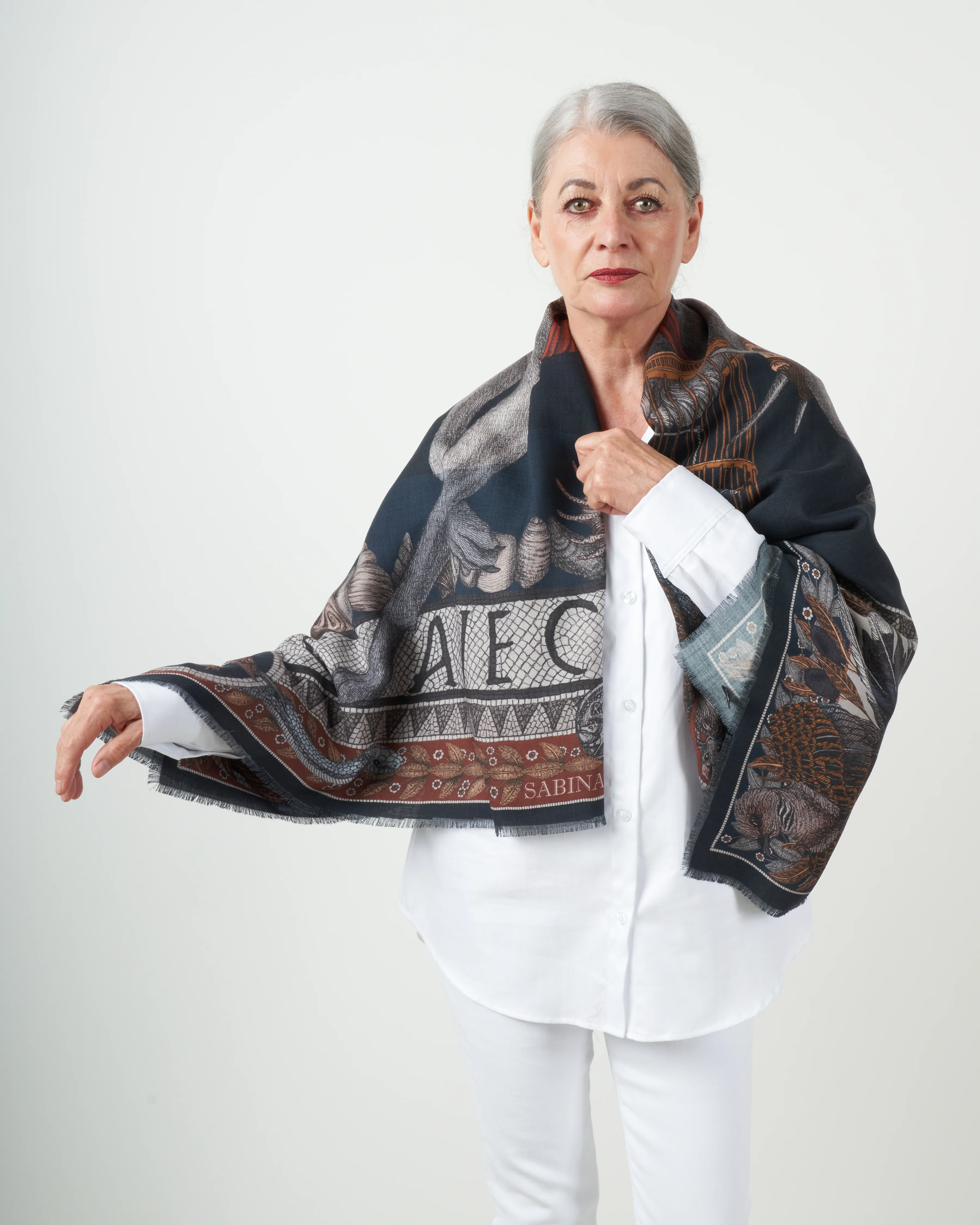 cave canem silk wool scarf - water - Image 3