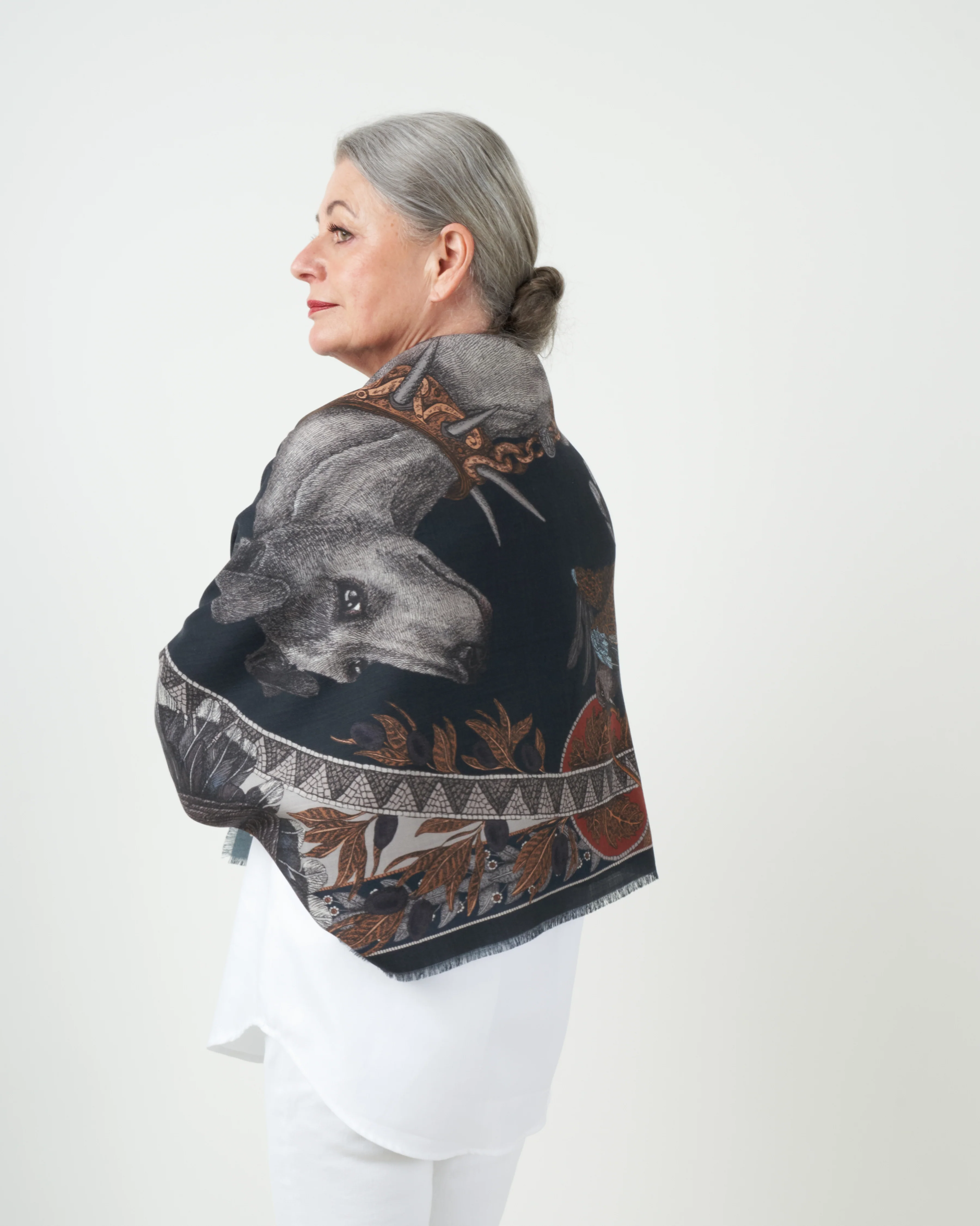 cave canem silk wool scarf - water - Image 4
