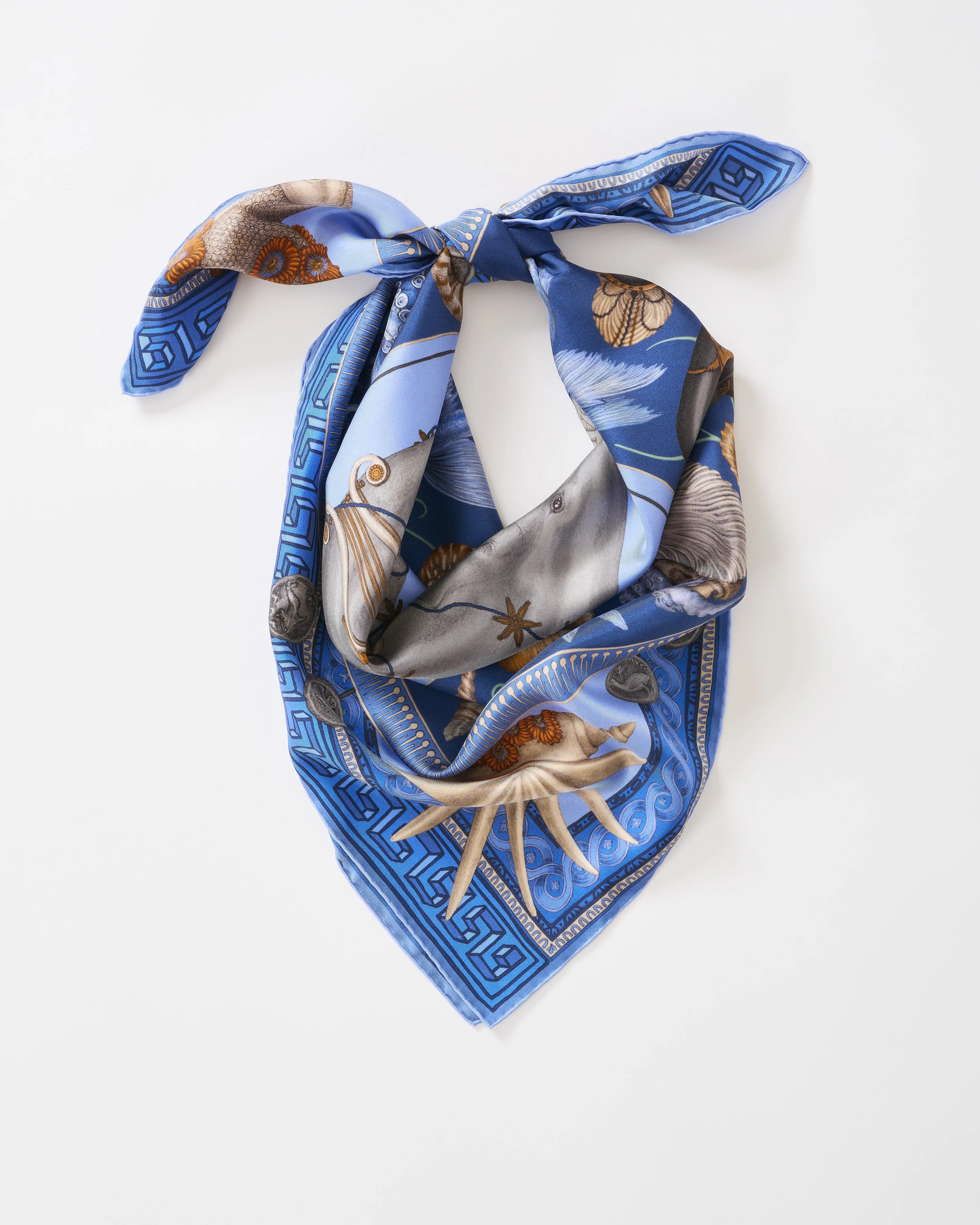 dancing delphinus silk twill square scarf