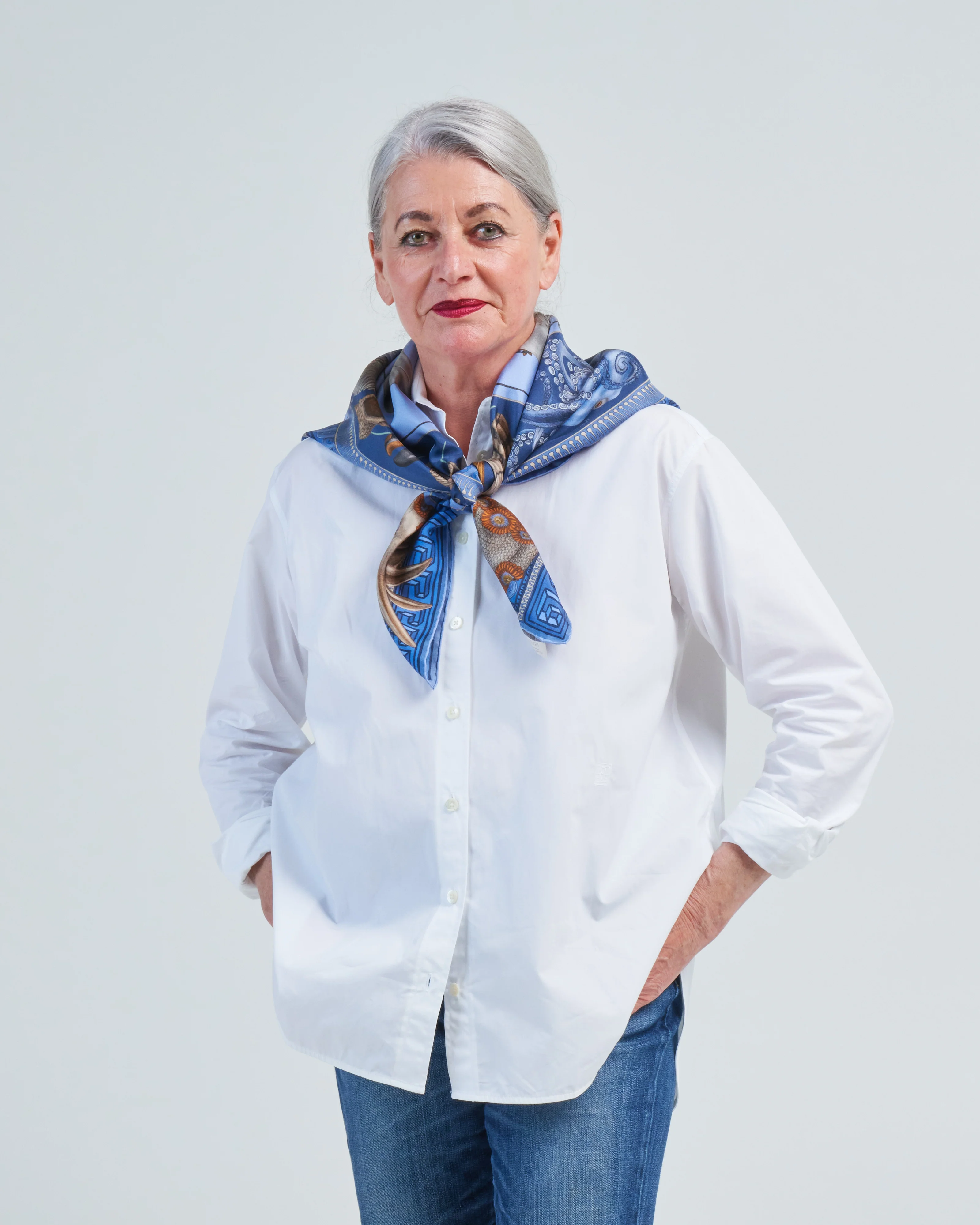 dancing delphinus silk twill square scarf - Image 2