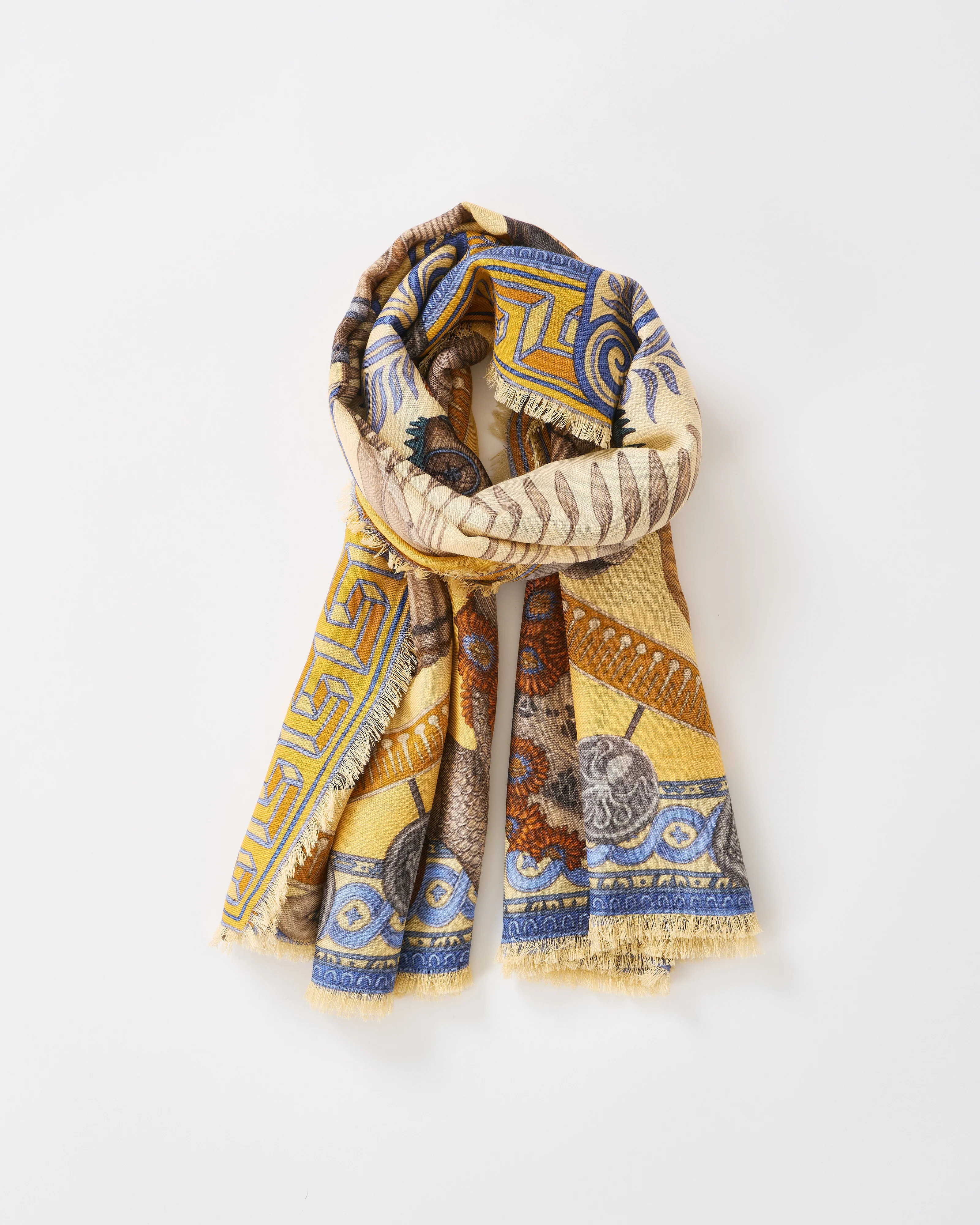 dancing delphinus wool/silk square scarf