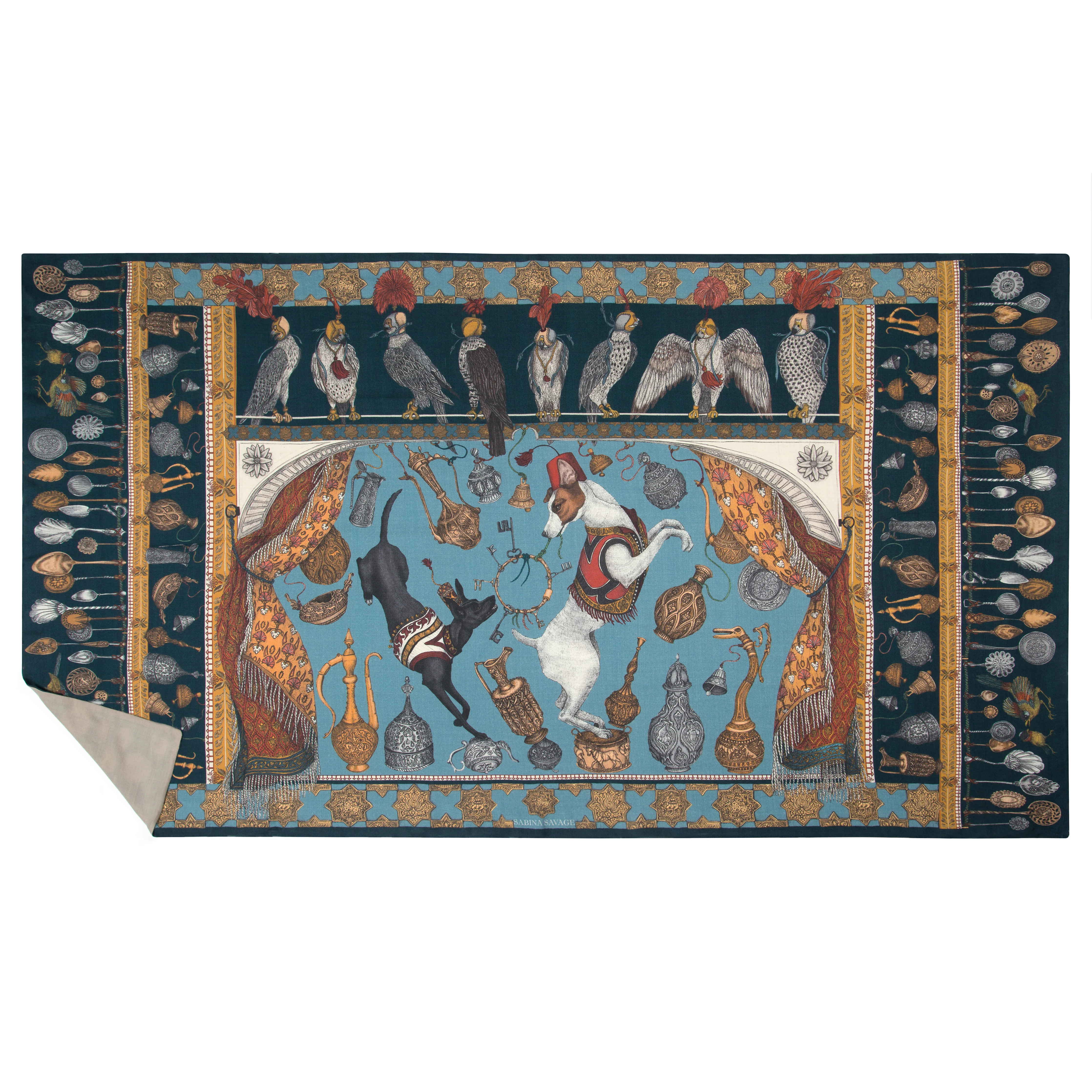dogs cashmere-backed scarf - cobalt - Image 2