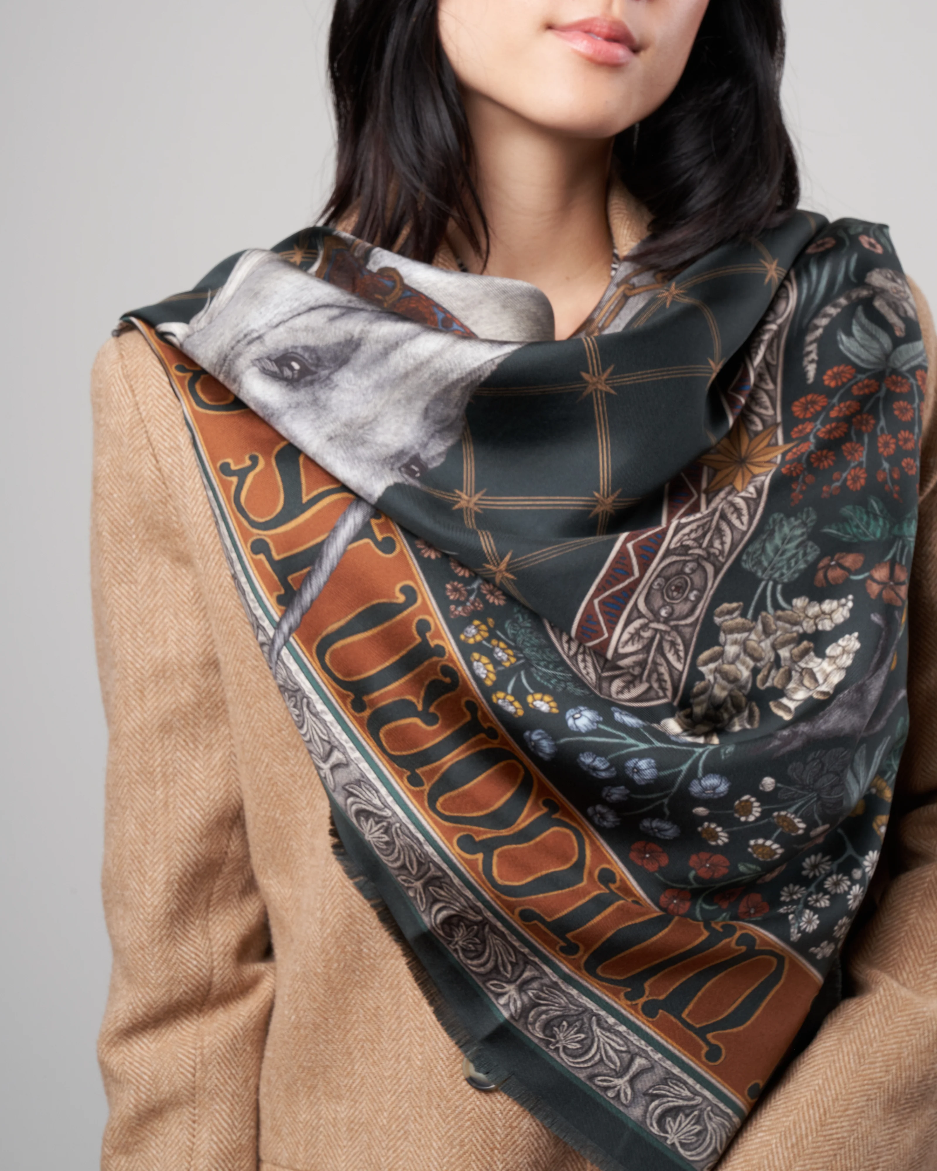 exalted unicorn silk scarf - ivy vermilion - Image 2