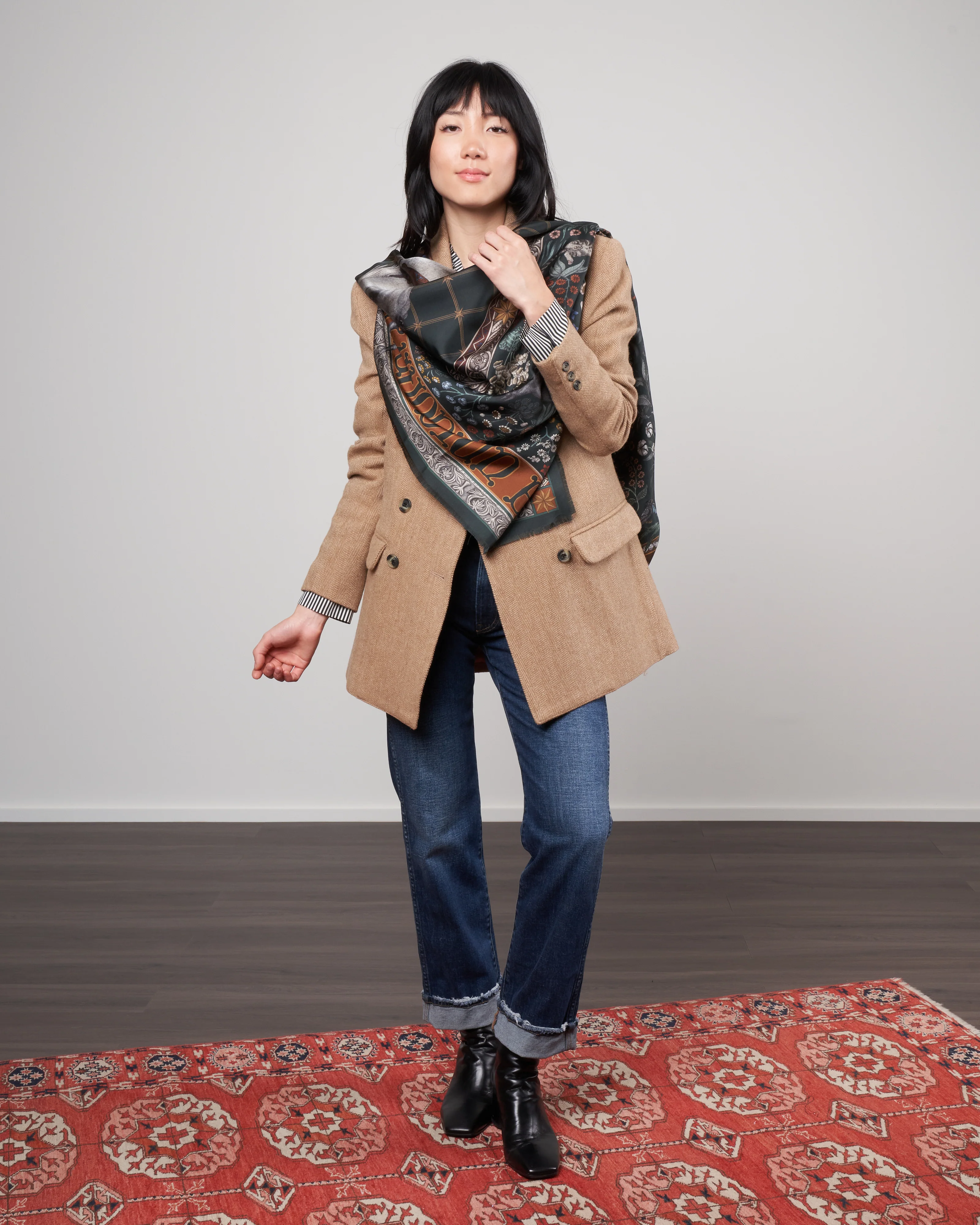 exalted unicorn silk scarf - ivy vermilion - Image 3