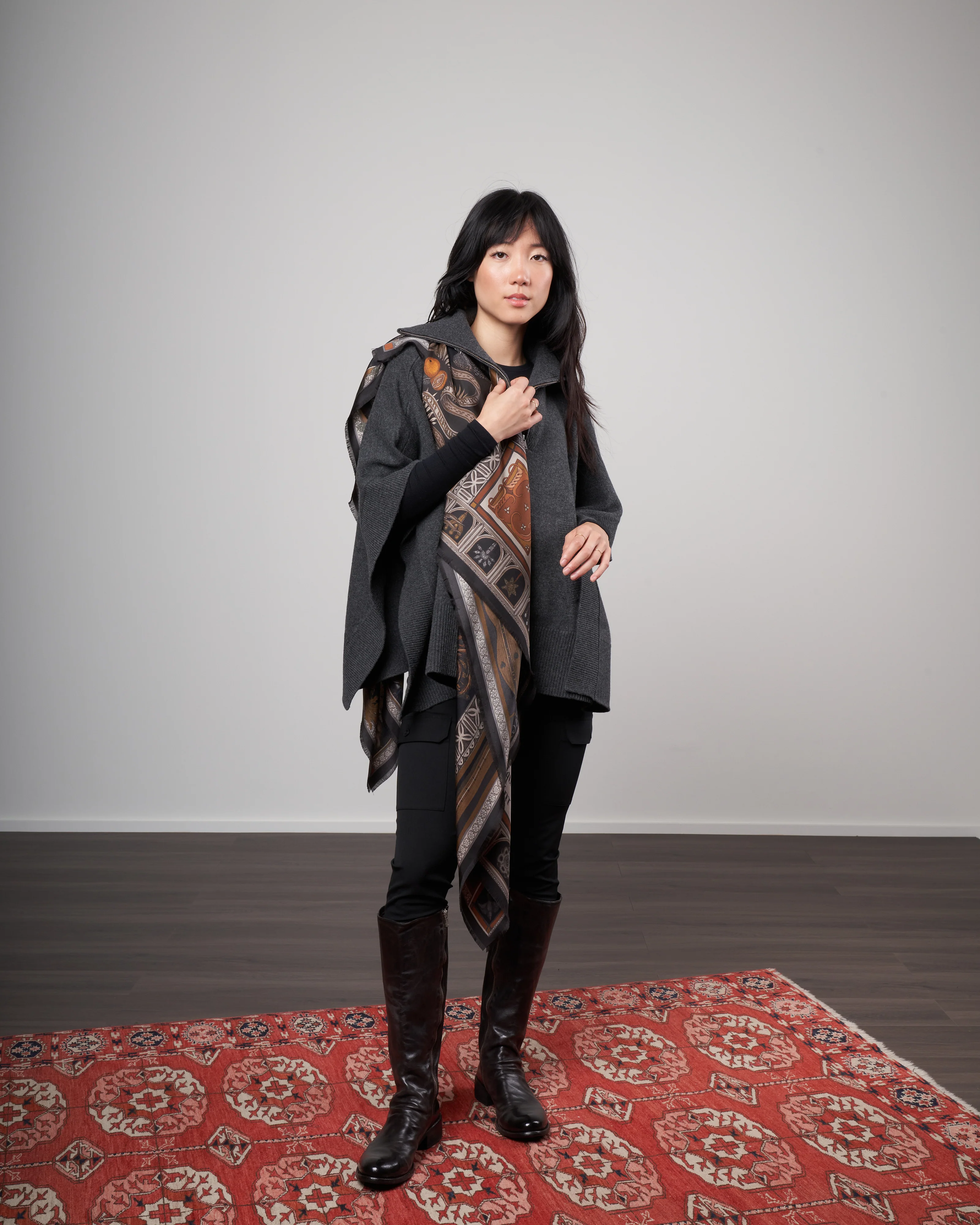 faithful lamb silk scarf - slate/fog - Image 2