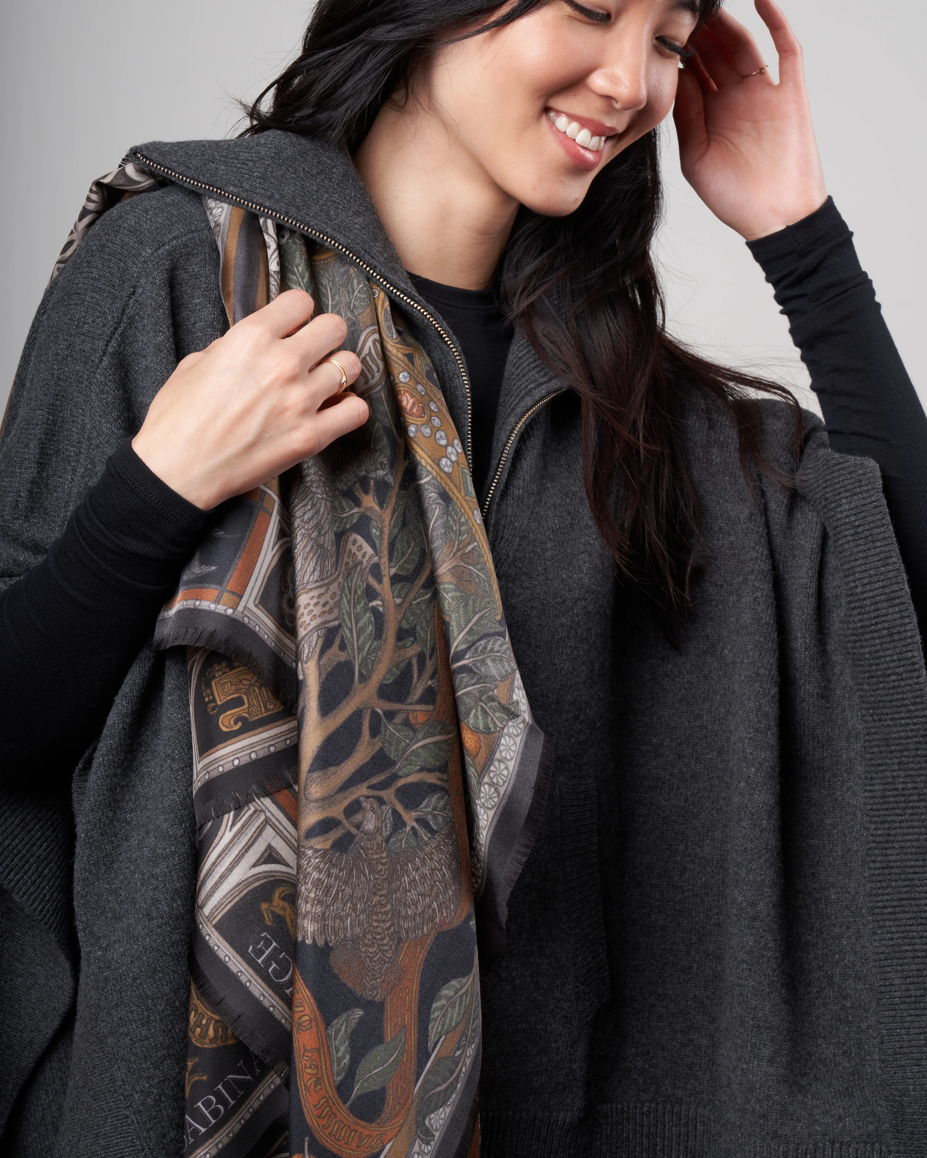 faithful lamb silk scarf - slate/fog - Image 3