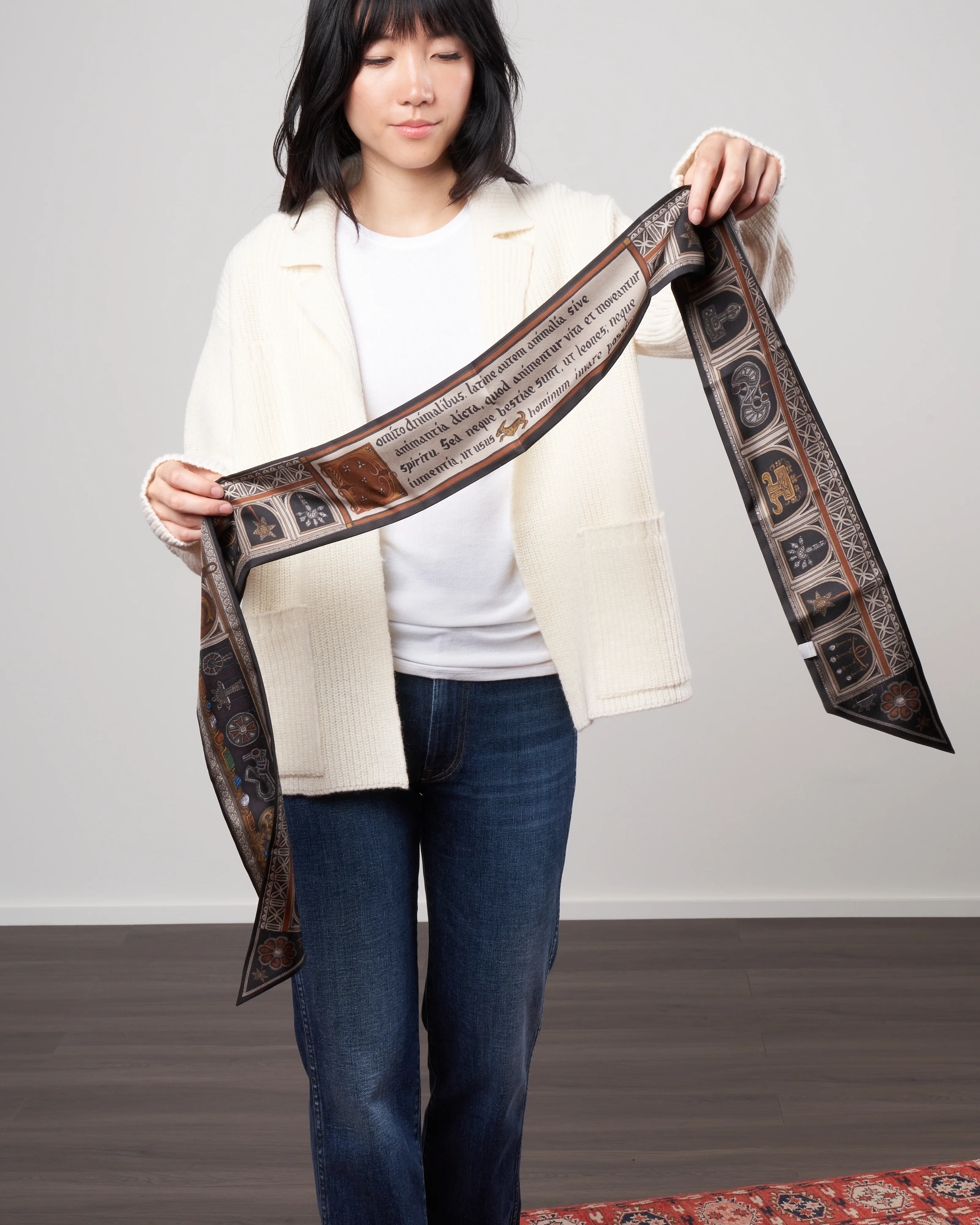 faithful lamb large ribbon scarf - slate/fog - Image 3