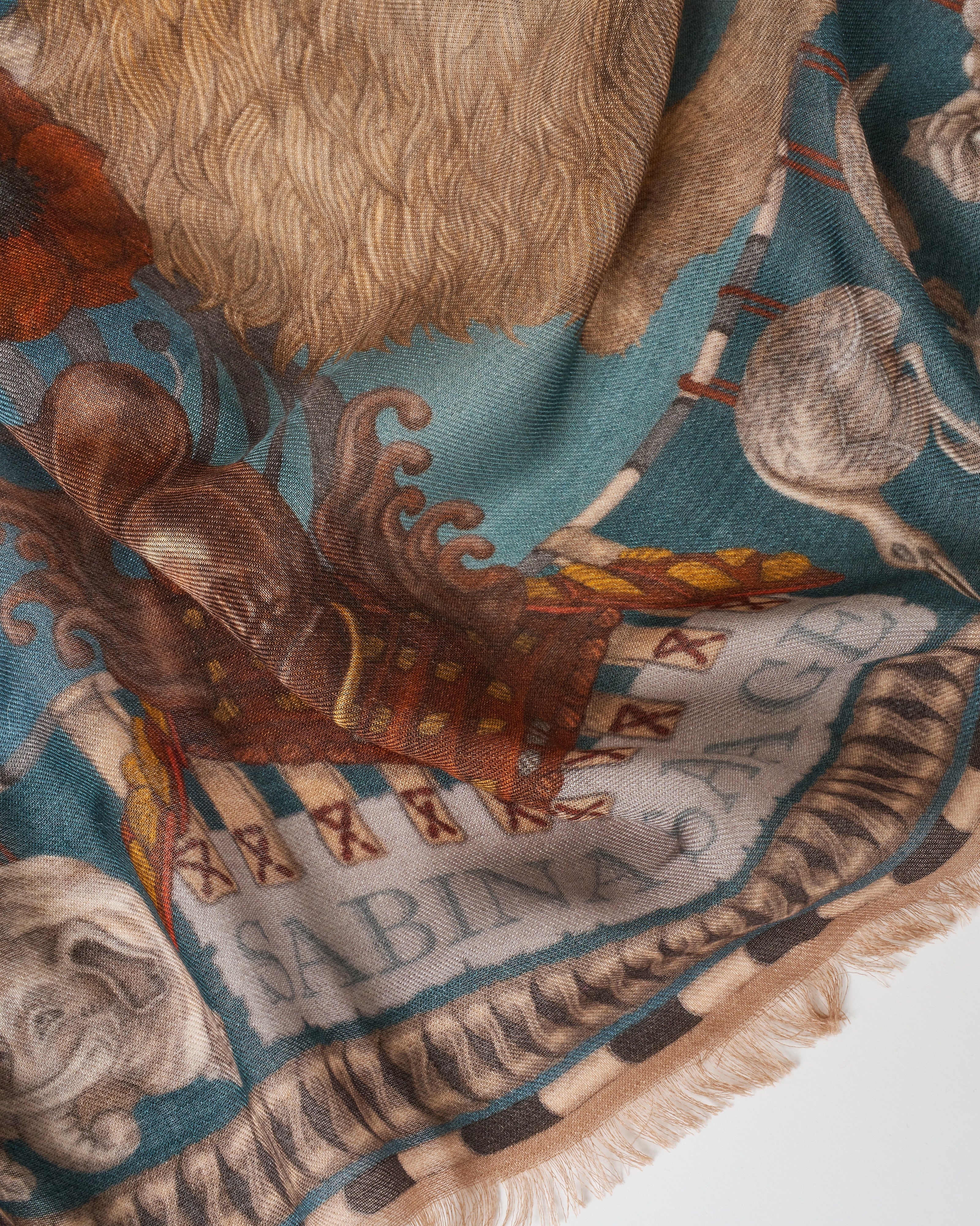 floating rabbits cashmere large square scarf - Image 2