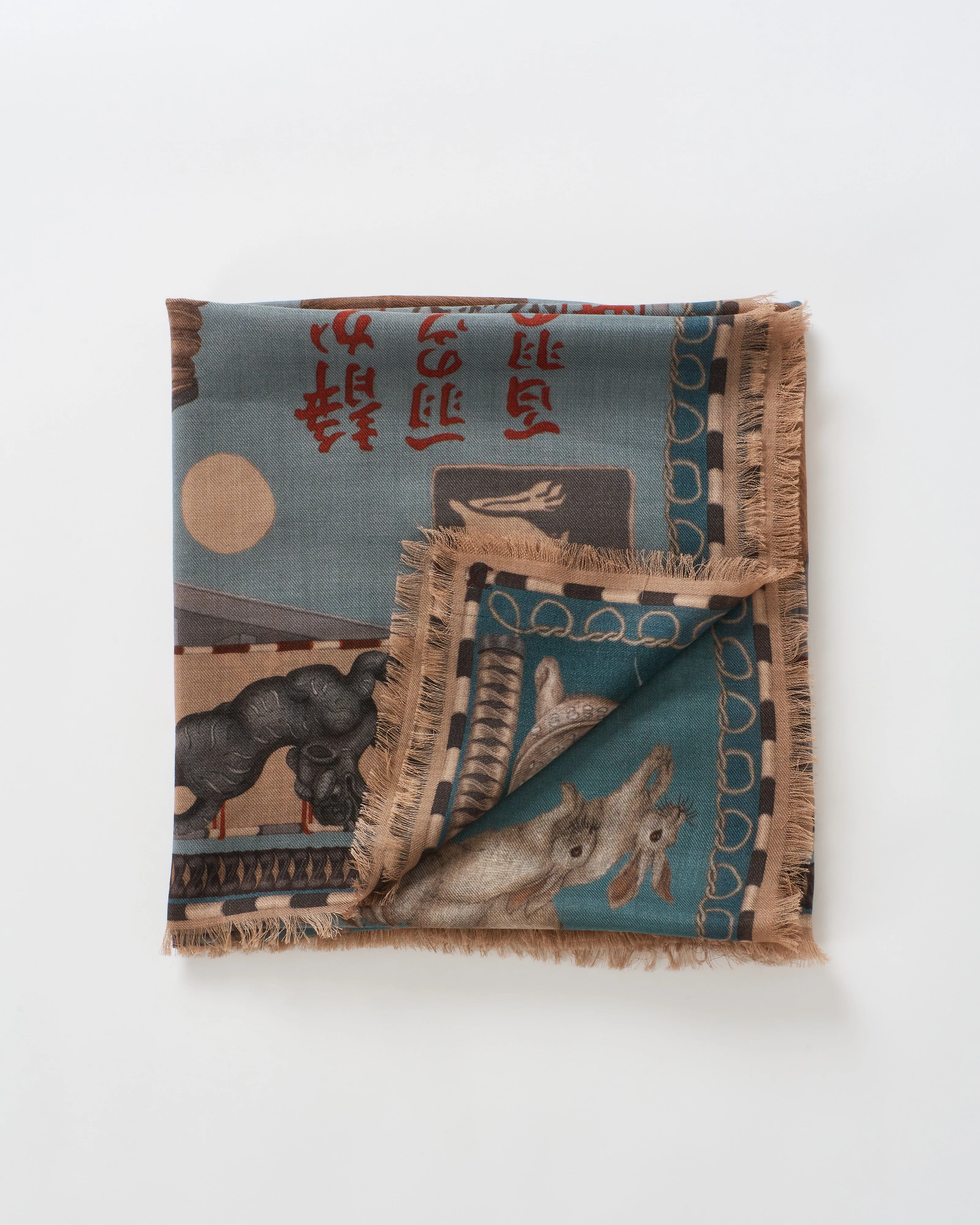 floating rabbits cashmere large square scarf - Image 3