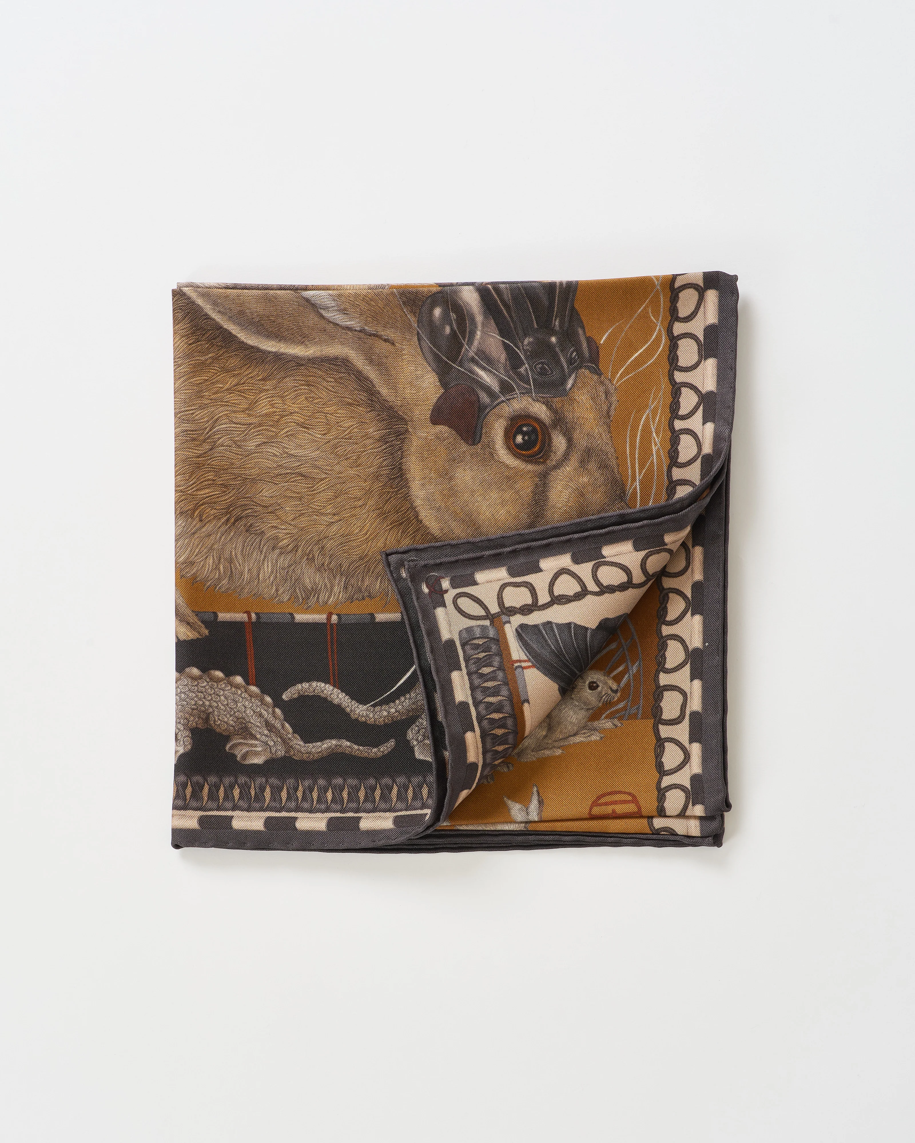 floating rabbits silk twill square scarf - Image 3