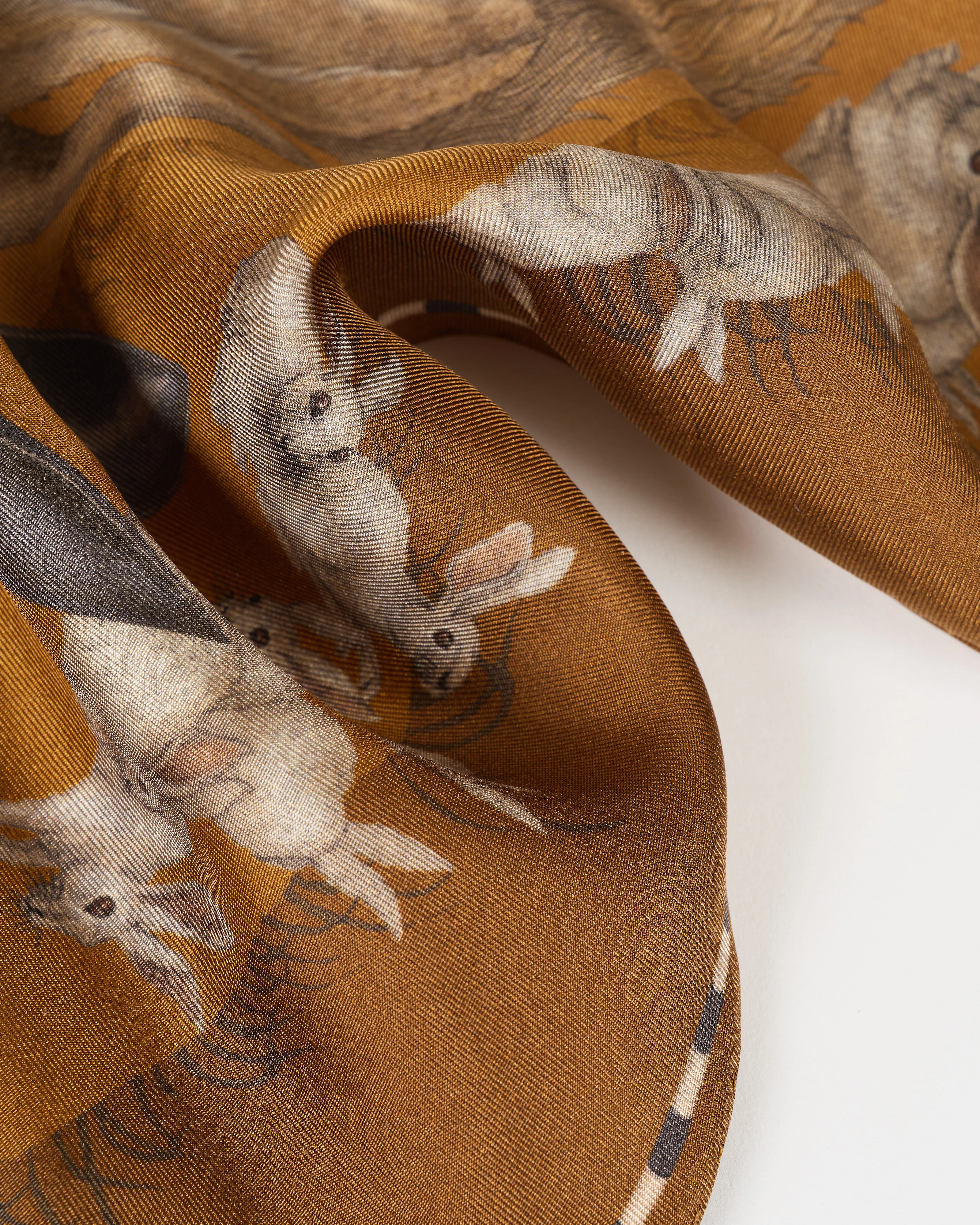floating rabbits silk twill triangular scarf - Image 3