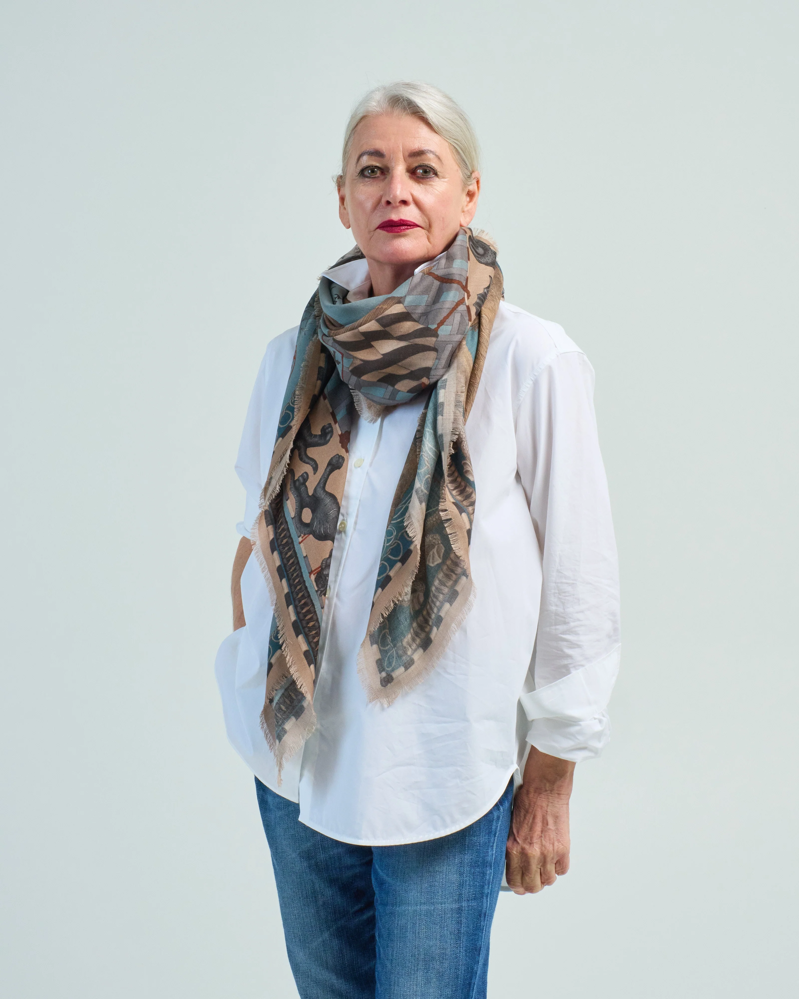 floating rabbits wool/silk square scarf - Image 2