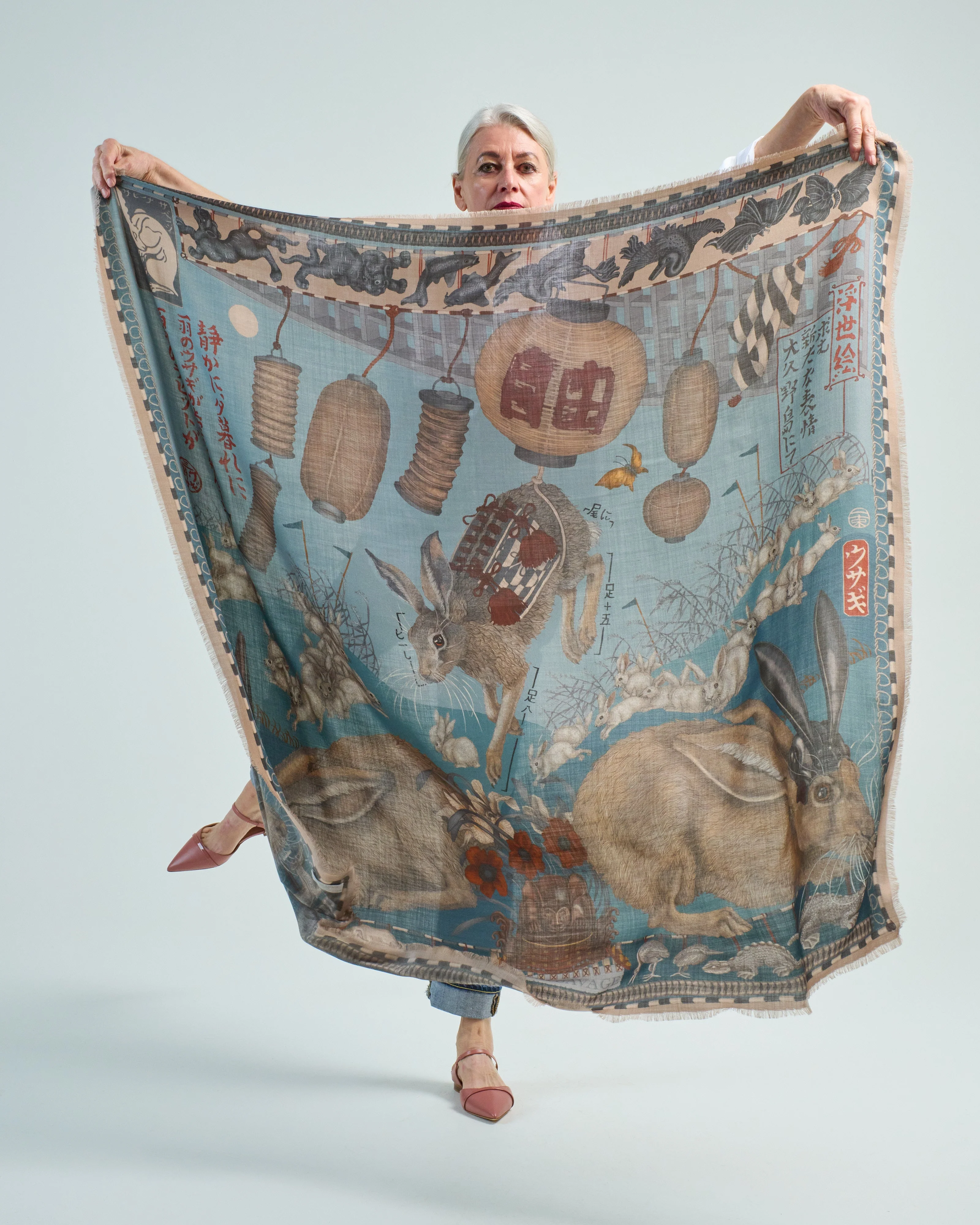 floating rabbits wool/silk square scarf - Image 5