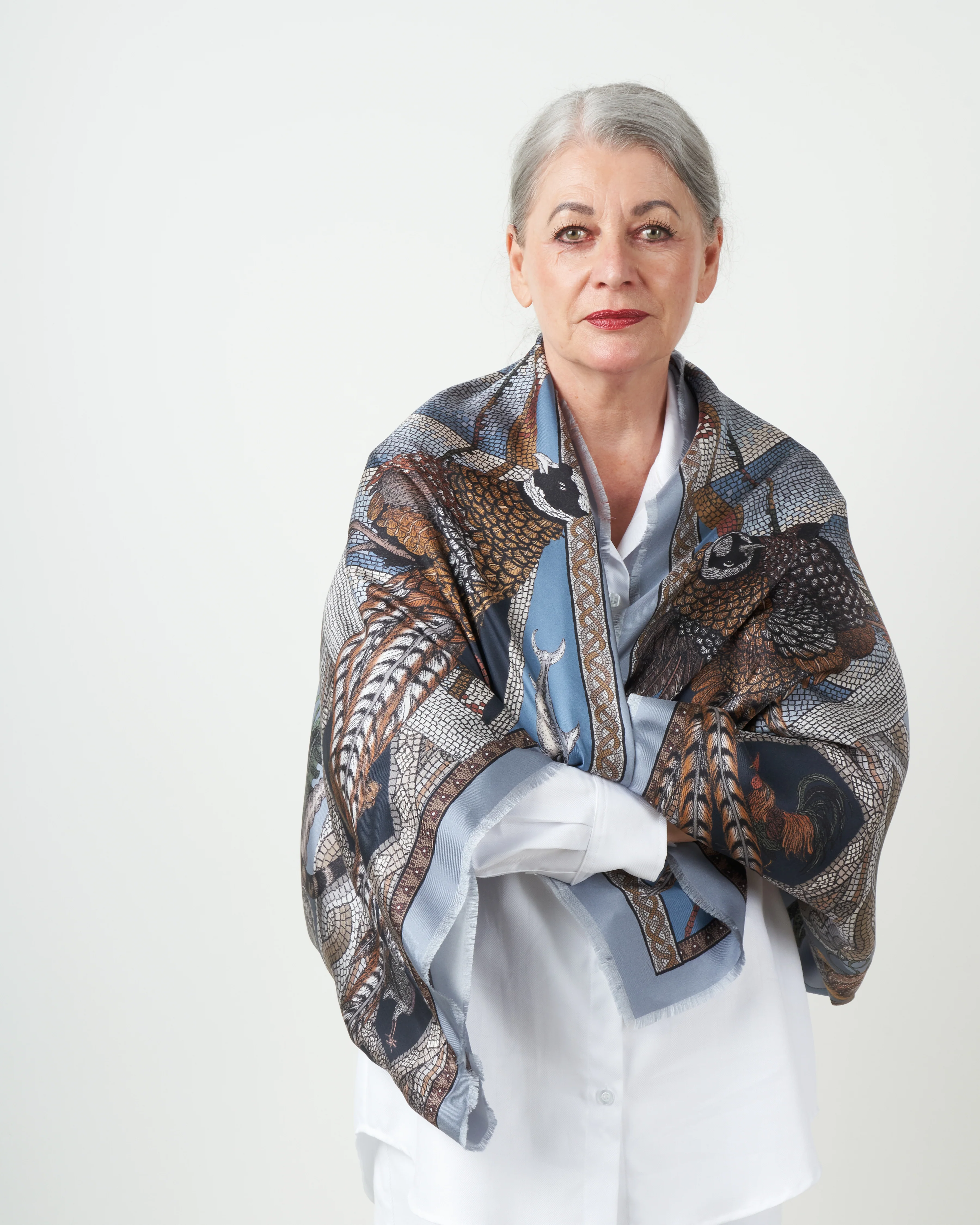 fortuna's box silk twill scarf - acqua - Image 2
