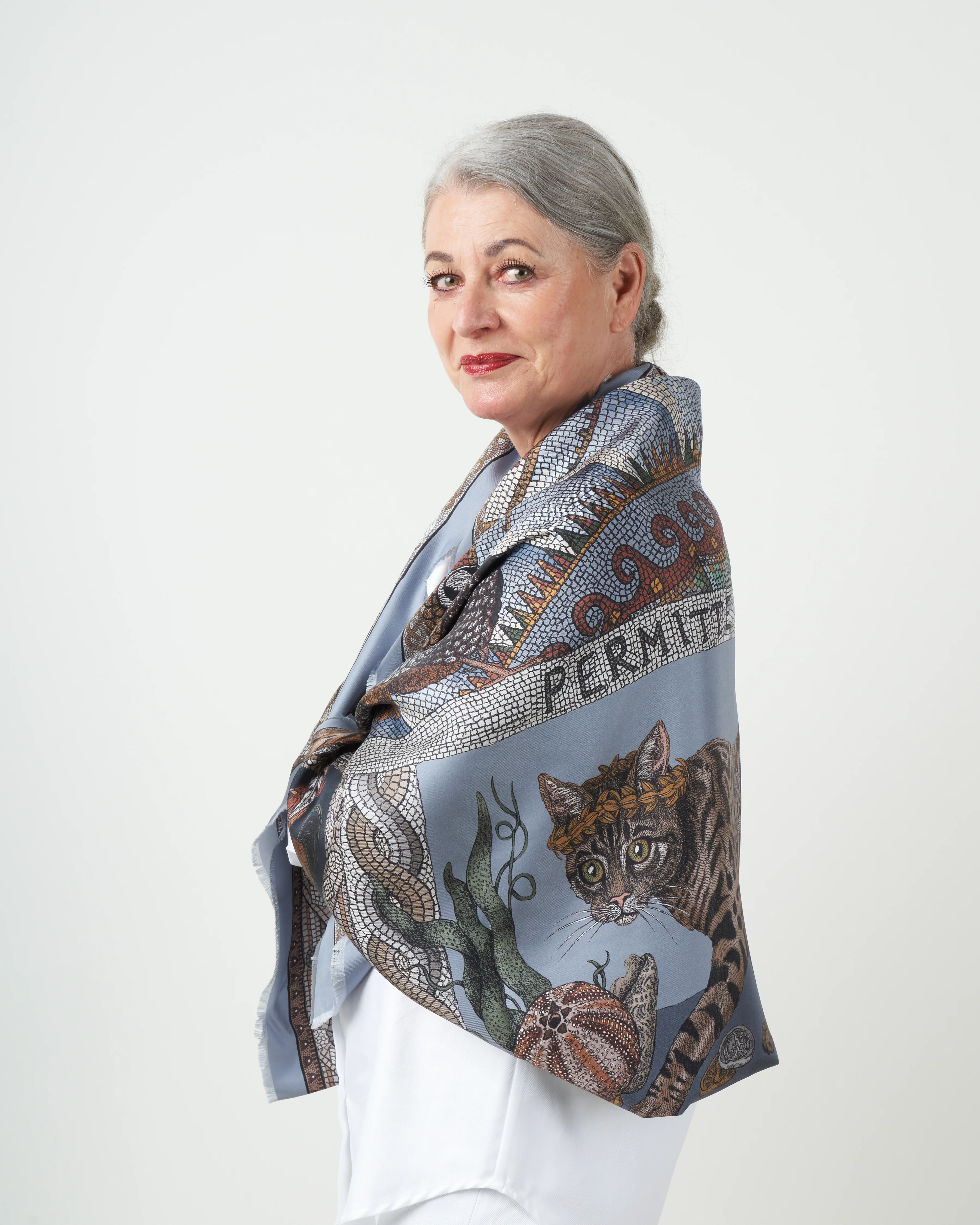 fortuna's box silk twill scarf - acqua - Image 3