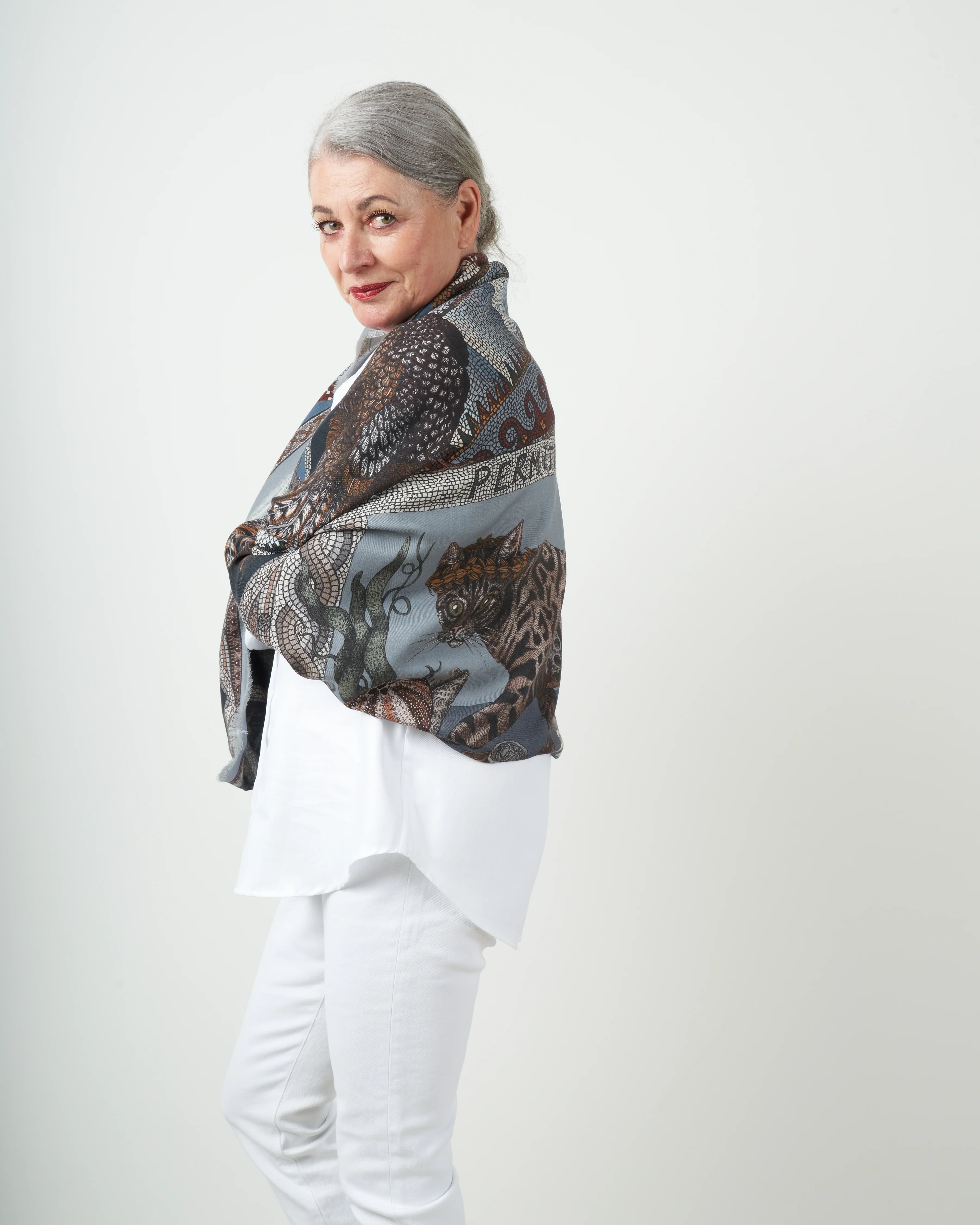 fortuna's box silk wool scarf - acqua - Image 2