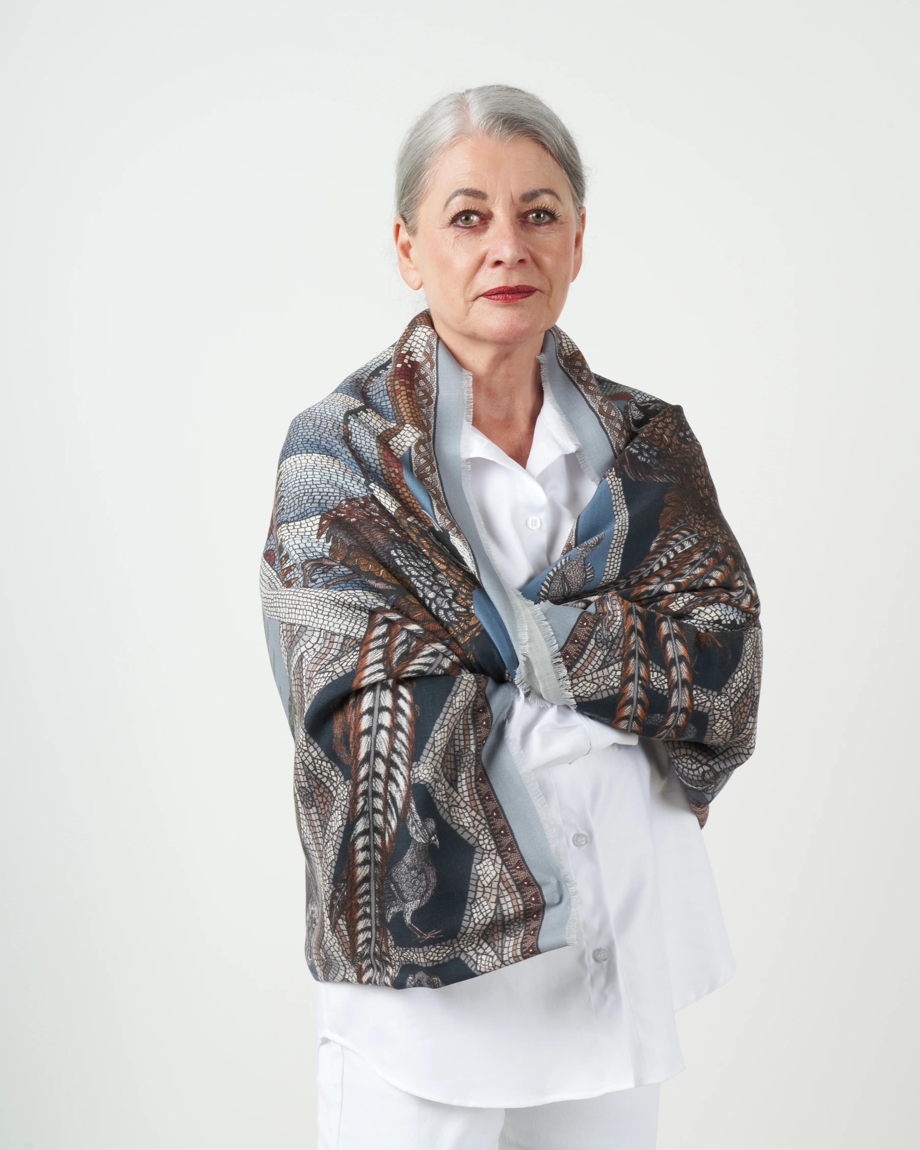 fortuna's box silk wool scarf - acqua - Image 3