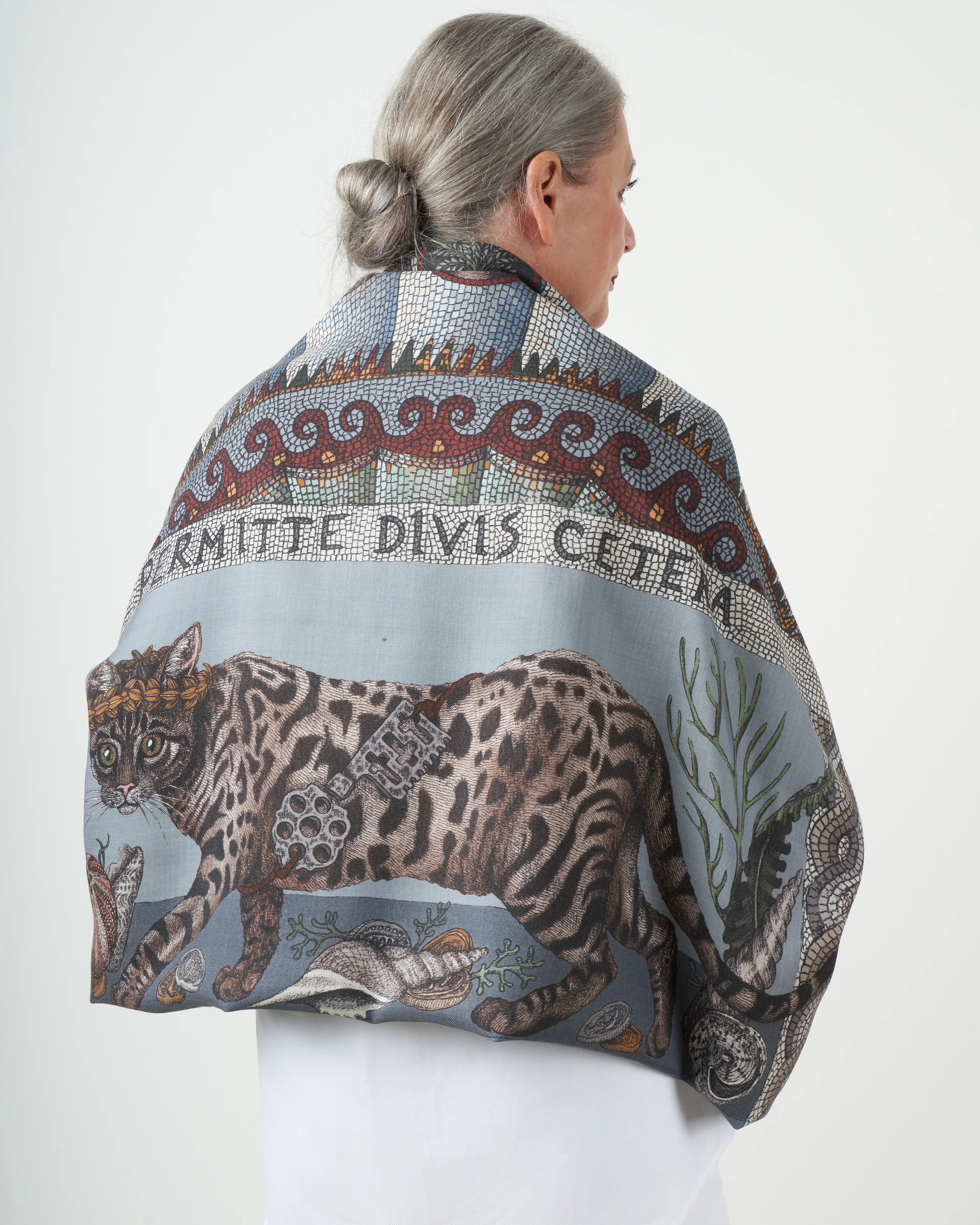 fortuna's box silk wool scarf - acqua - Image 4