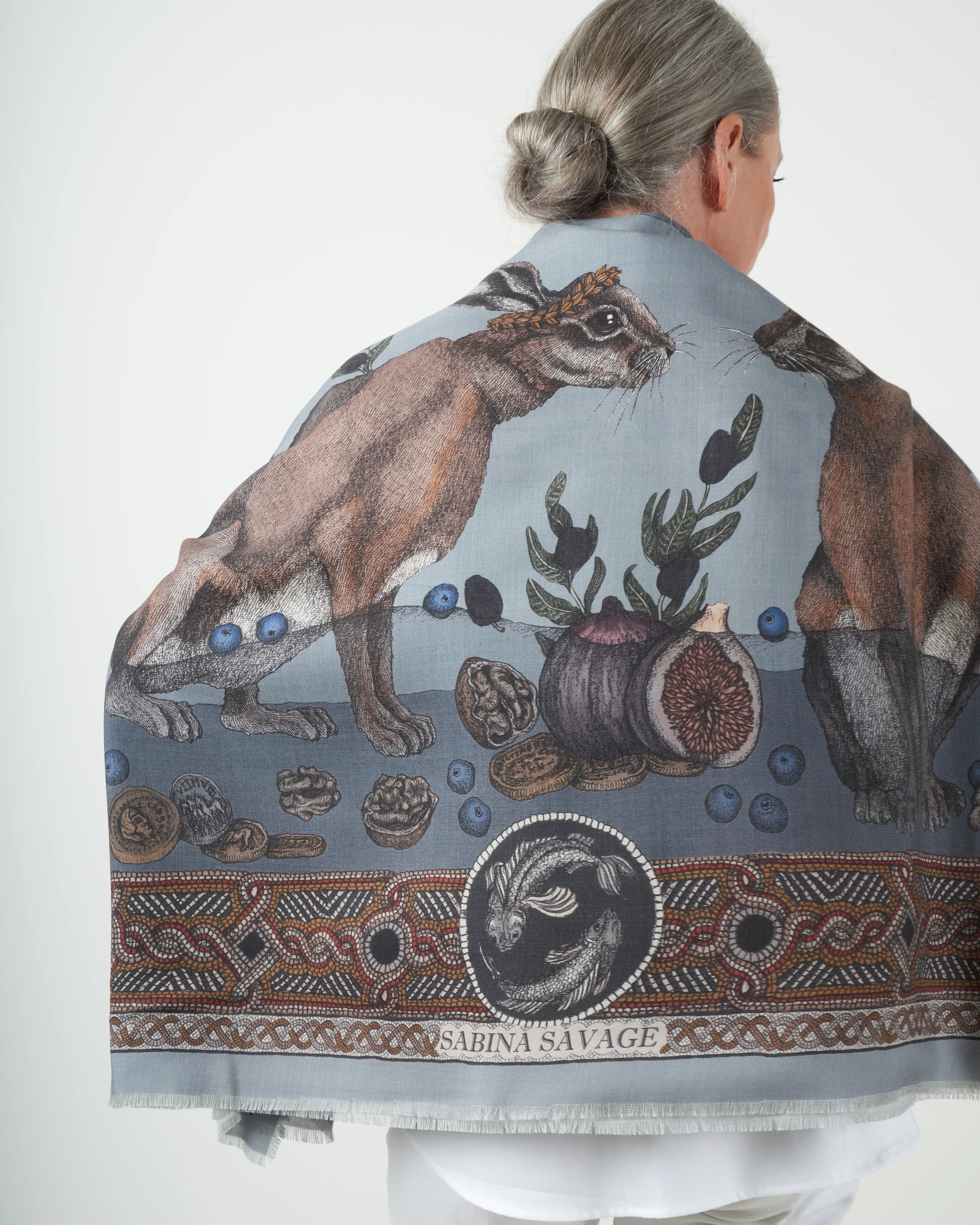 fortuna's box silk wool scarf - acqua - Image 5