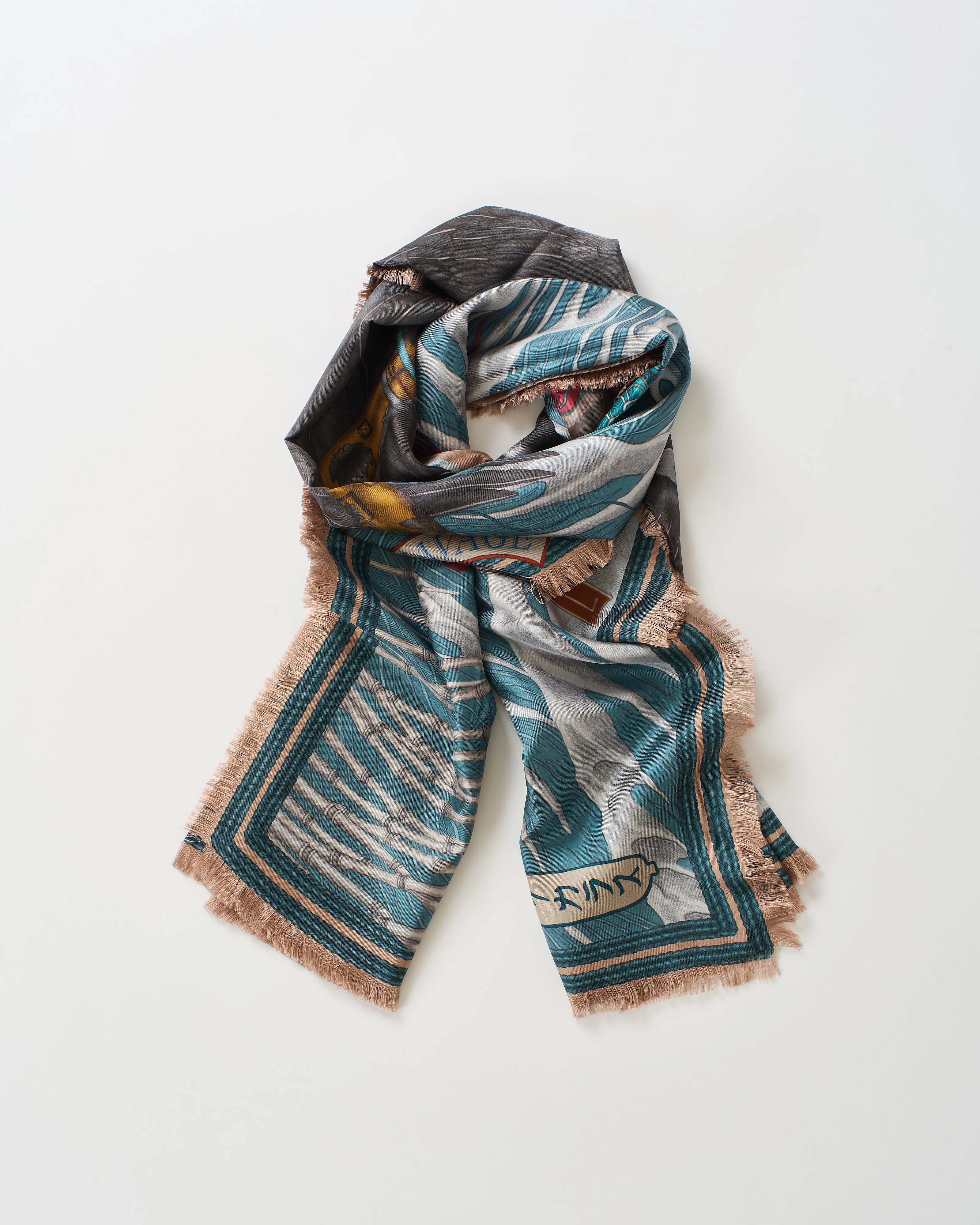 kionobori karasu silk twill large rectangular scarf