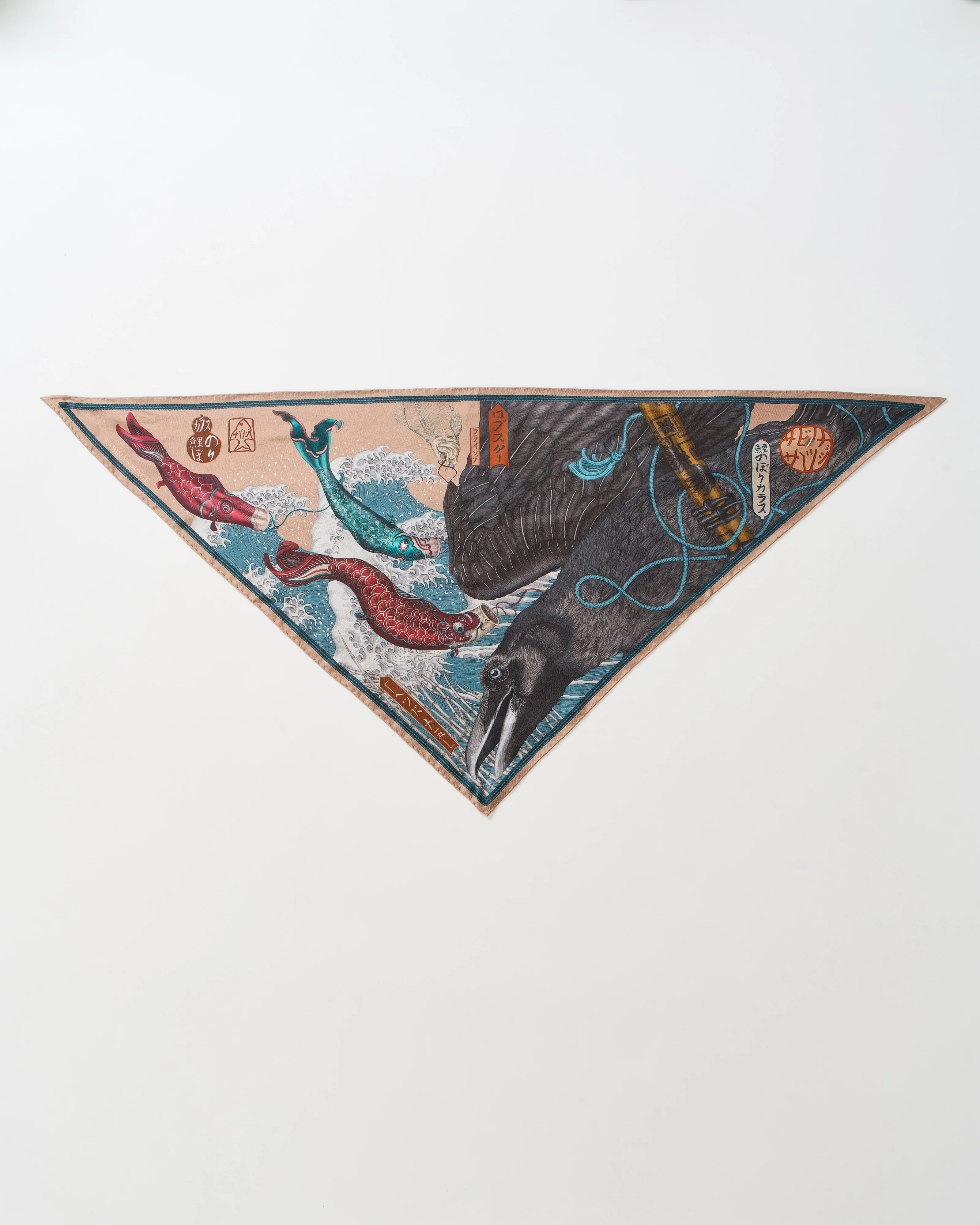 kionobori karasu silk twill triangular scarf - Image 2