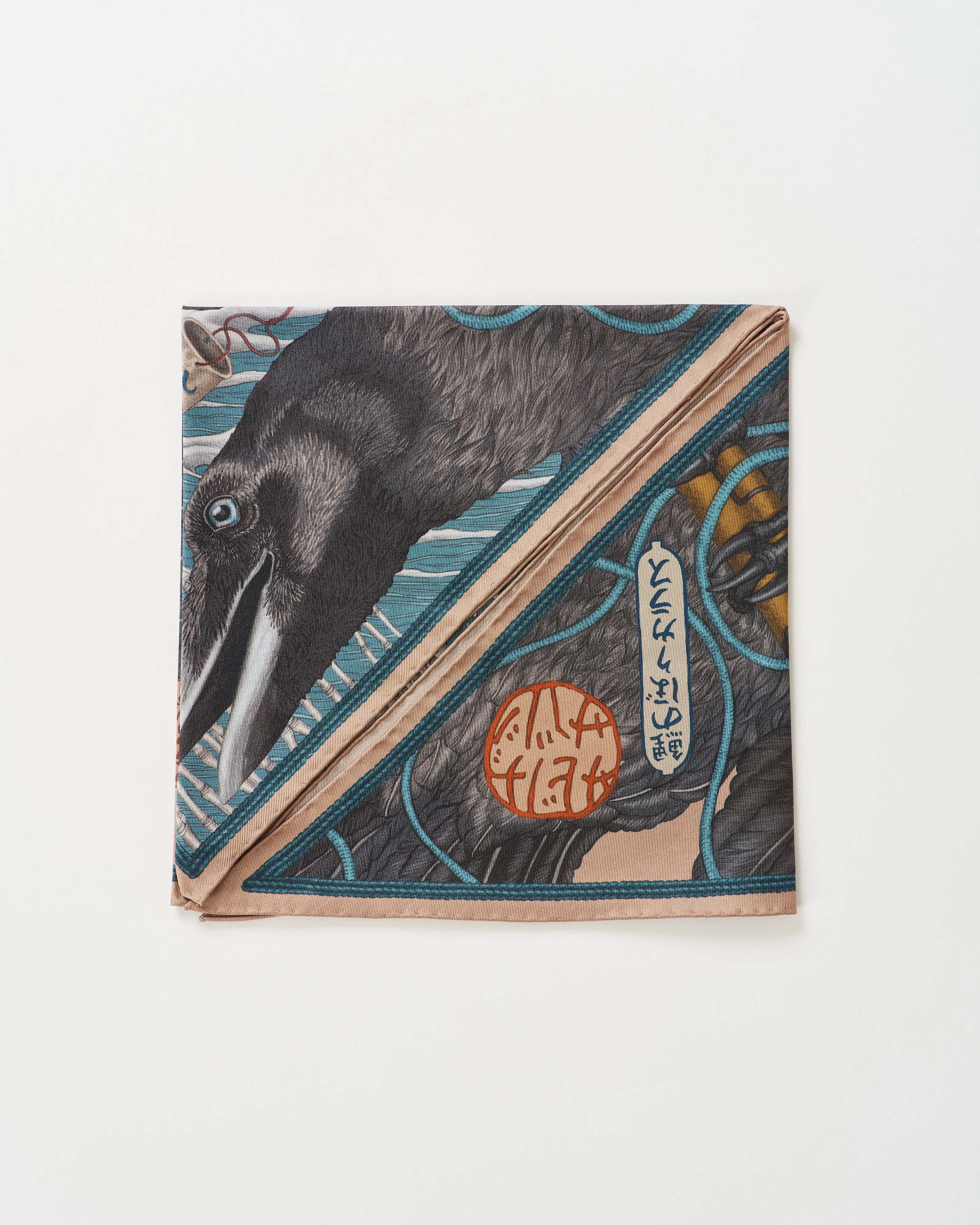 kionobori karasu silk twill triangular scarf - Image 4
