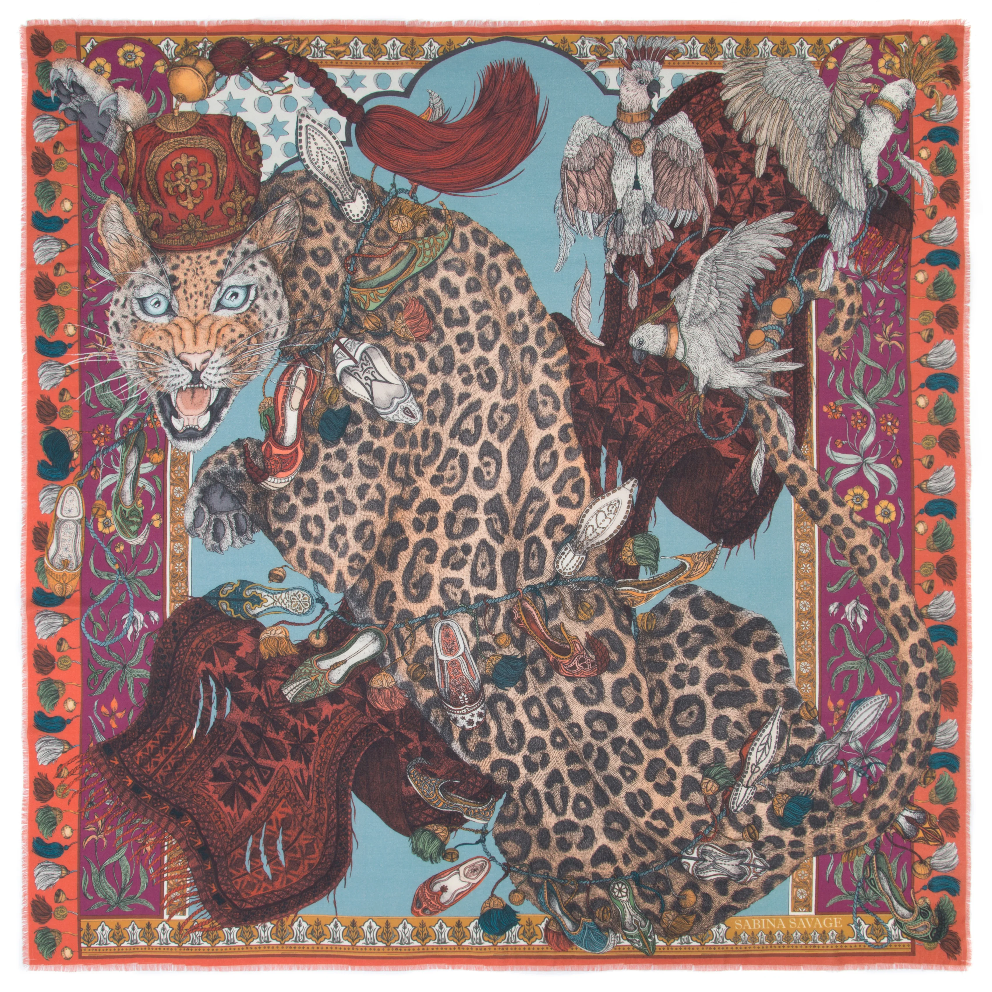 leopard wool/silk scarf - saffron - Image 2