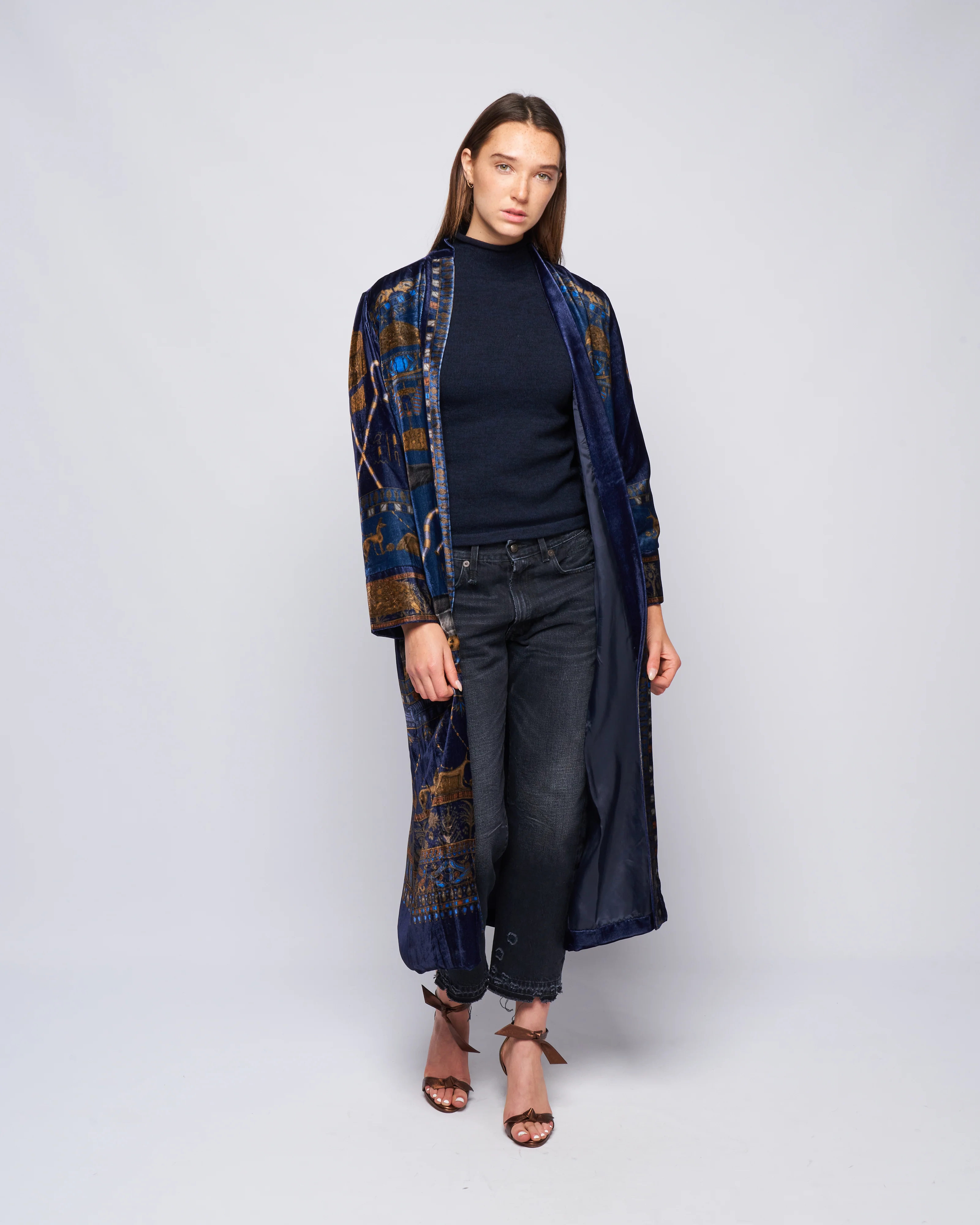 long velvet jacket - lapis/ nile - Image 2