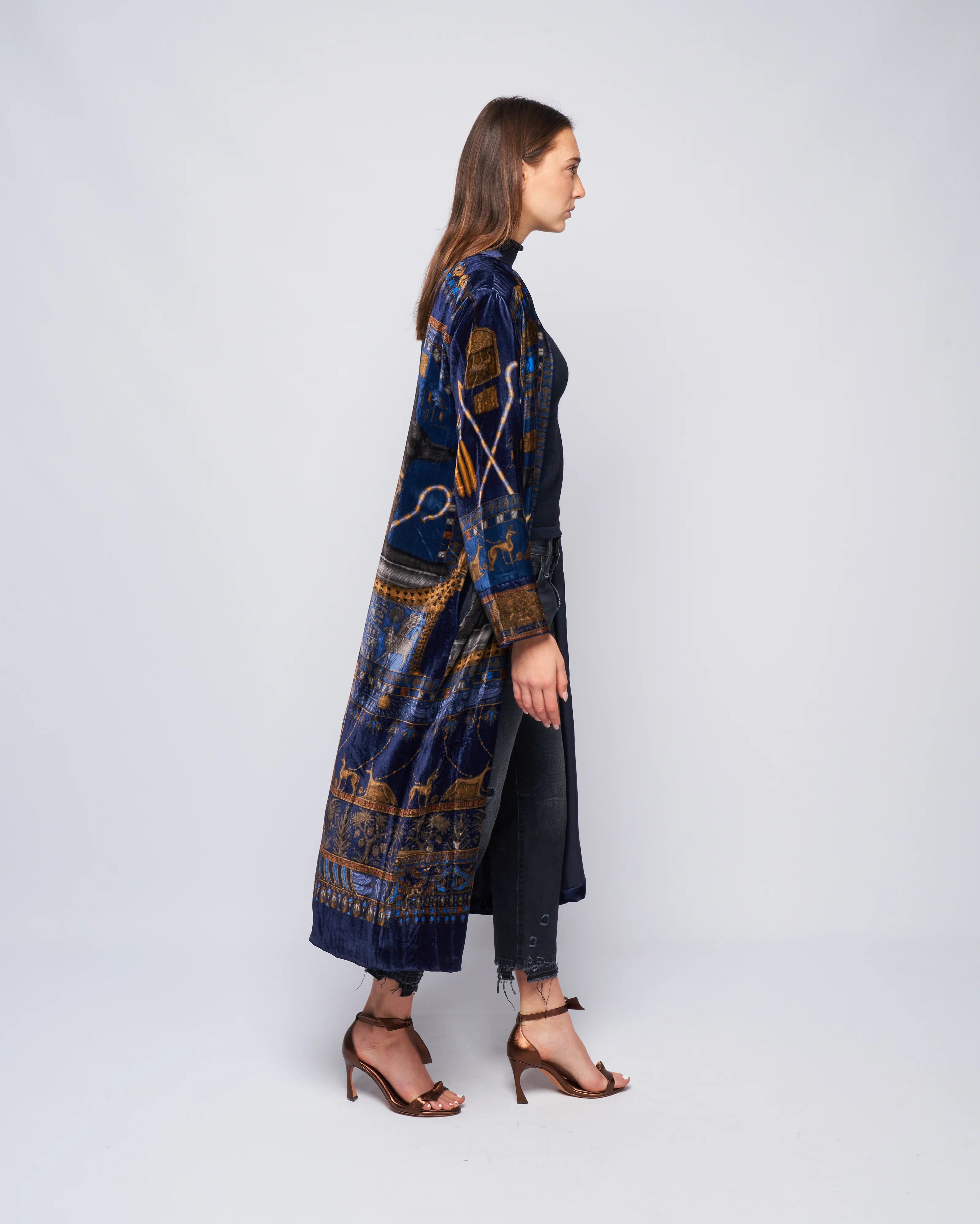 long velvet jacket - lapis/ nile - Image 3