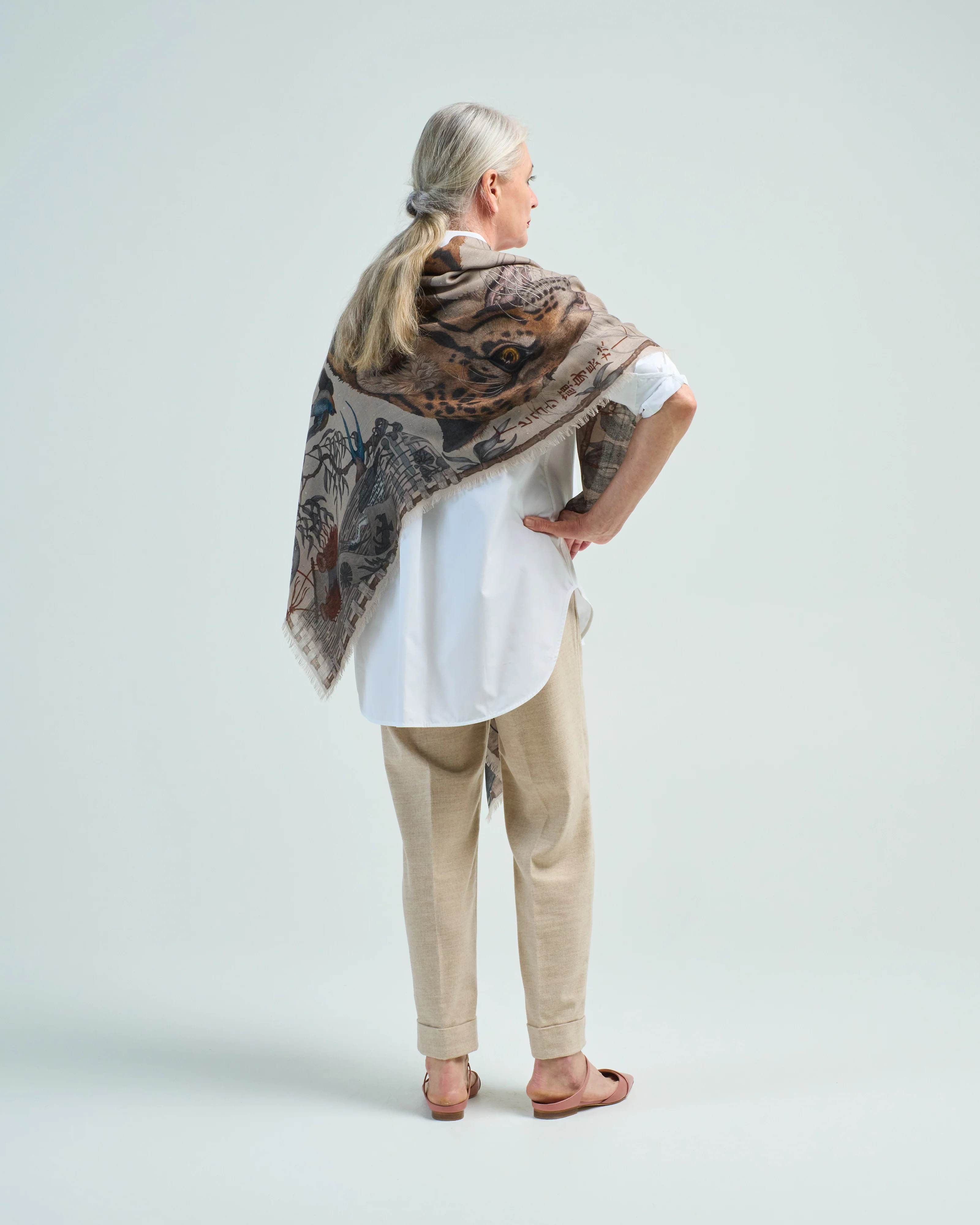 lunar leopard cashmere large square scarf - Image 2
