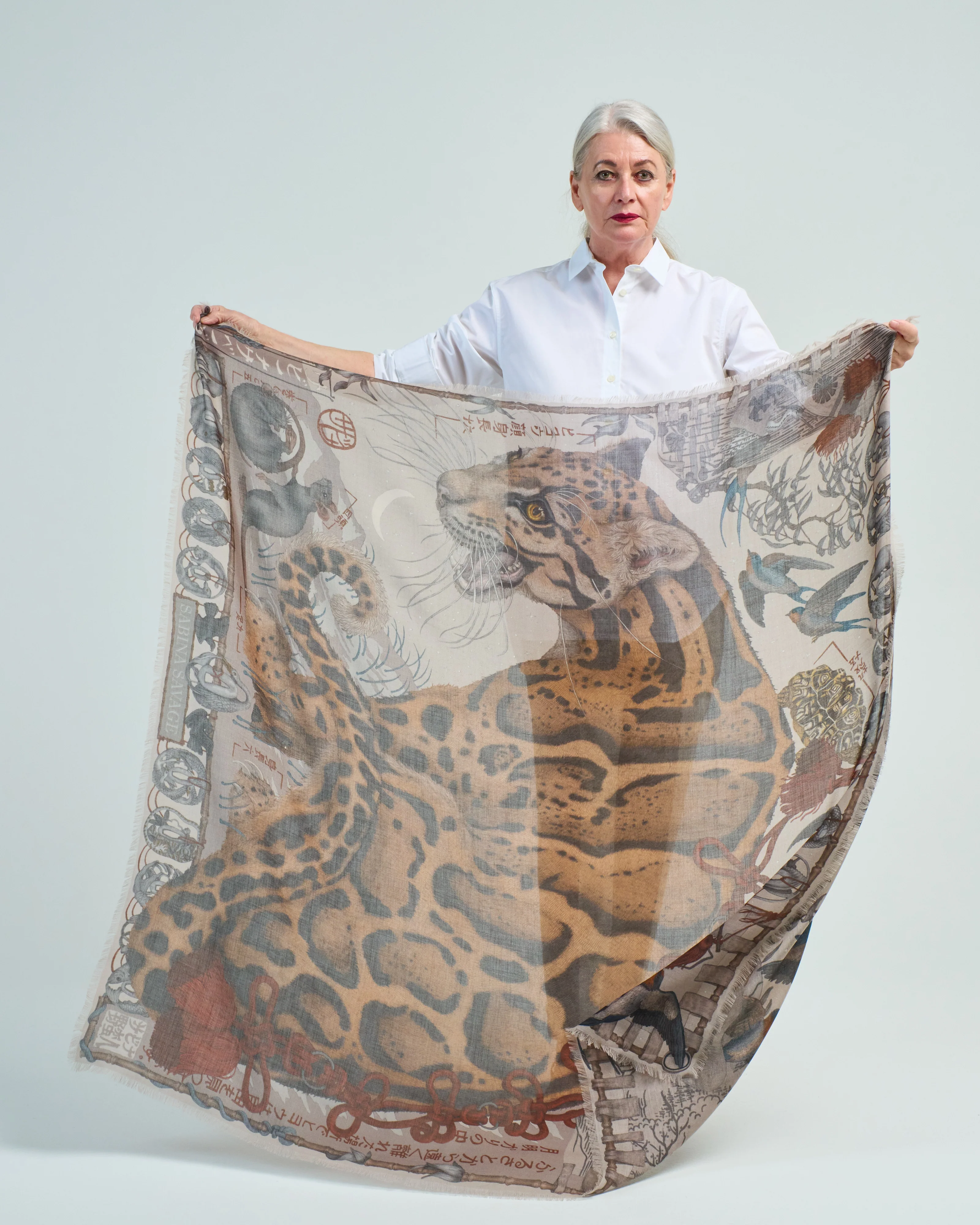lunar leopard cashmere large square scarf - Image 5