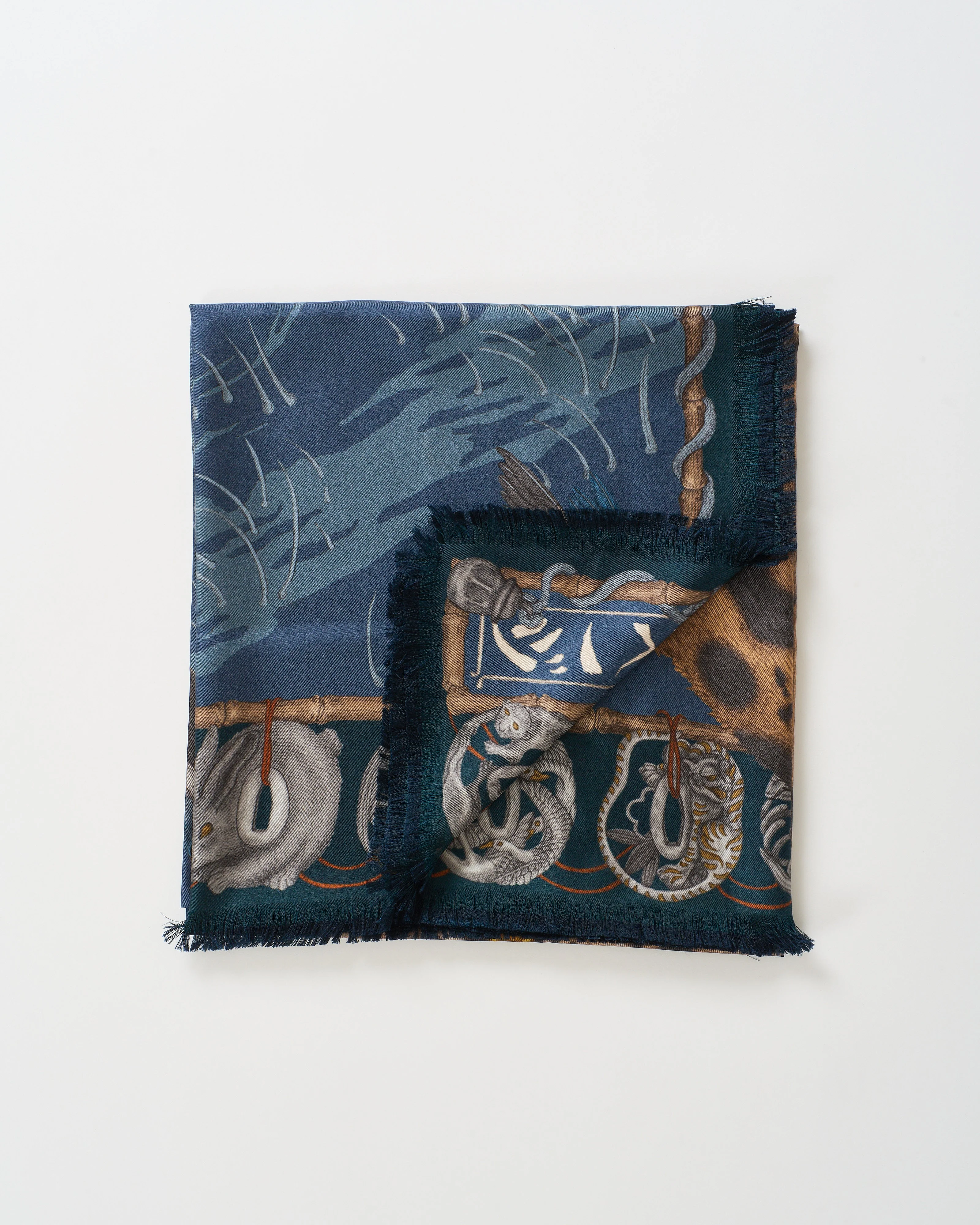 lunar leopard silk twill large rectangular scarf - Image 2