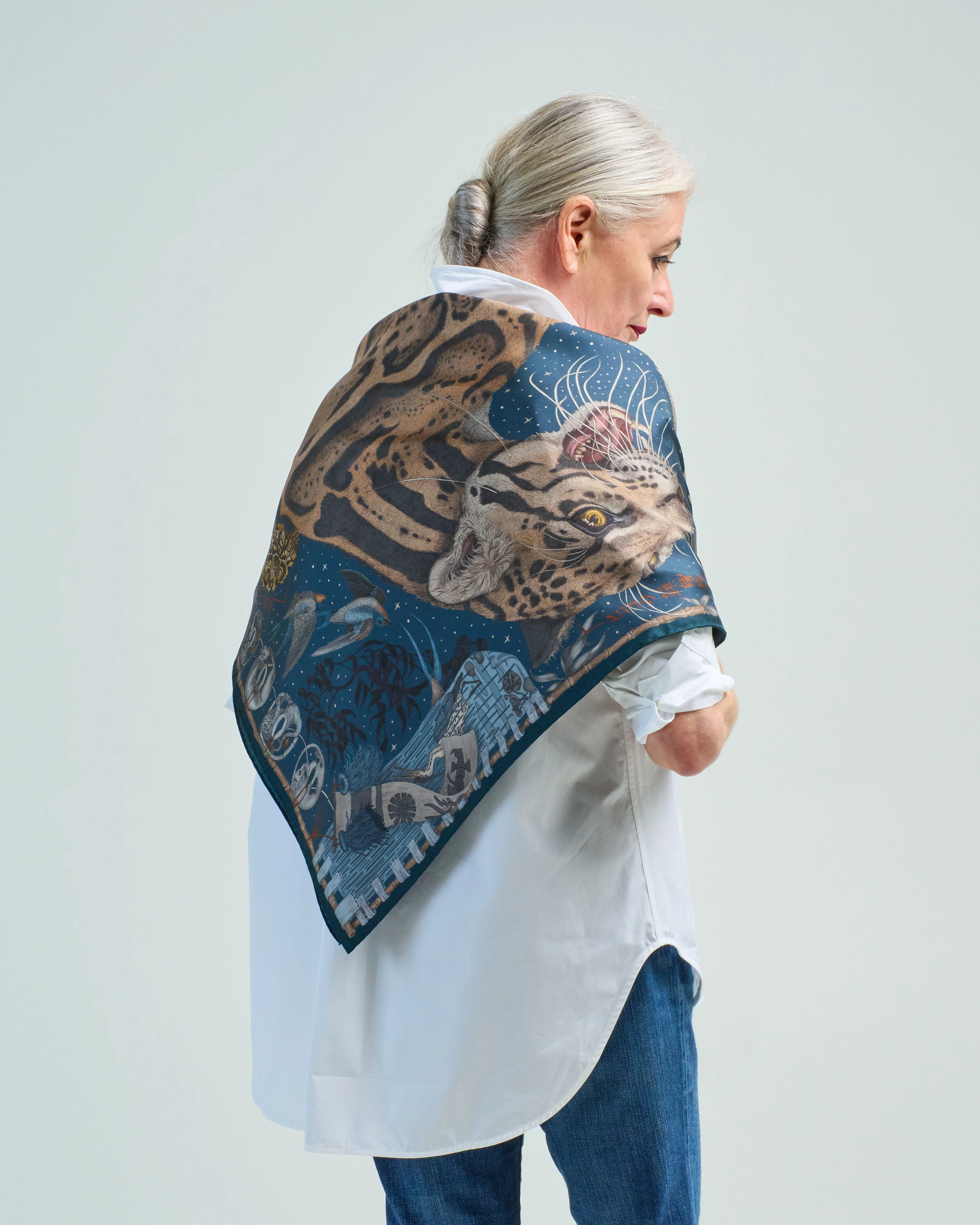 lunar leopard silk twill square scarf - Image 2