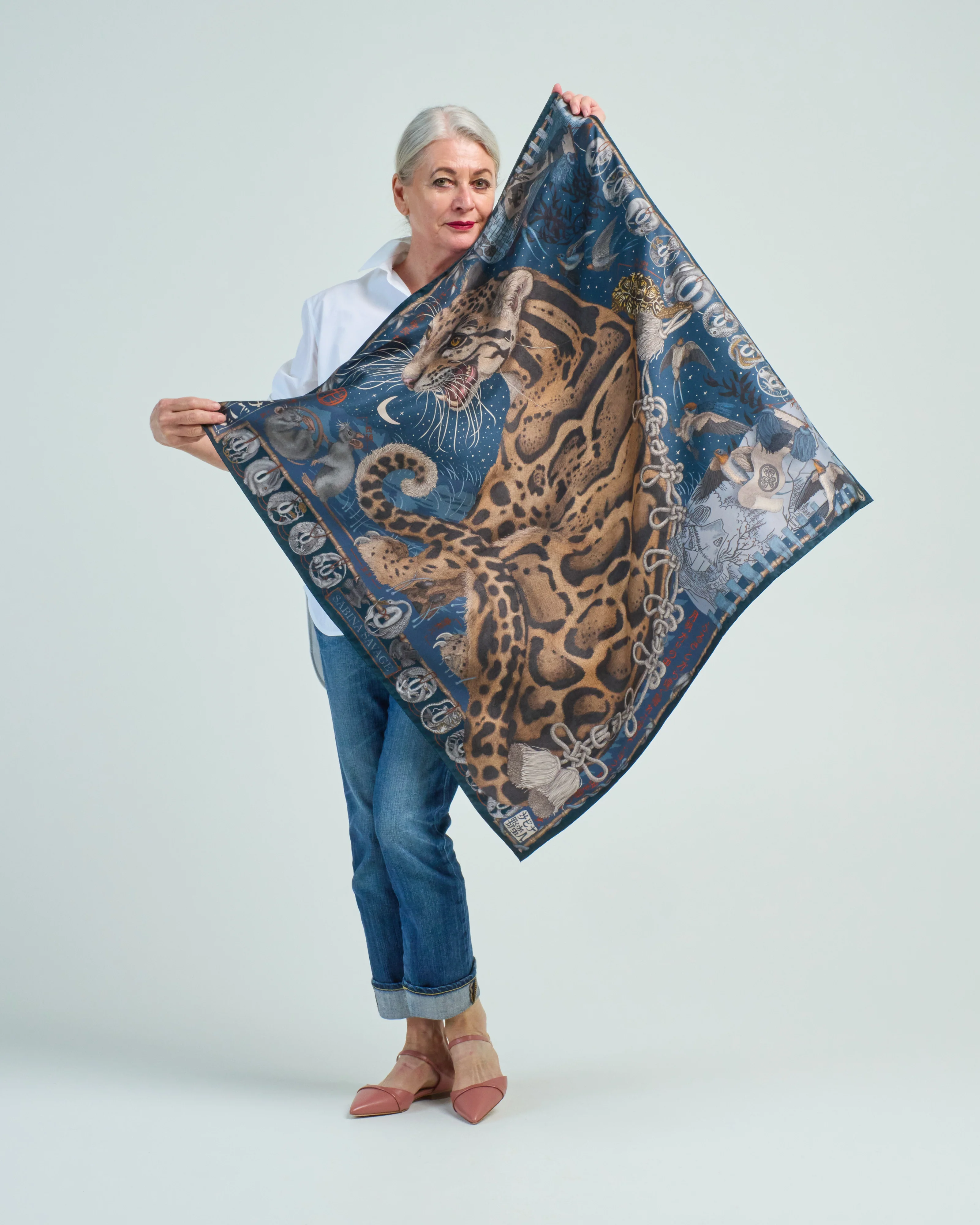 lunar leopard silk twill square scarf - Image 5