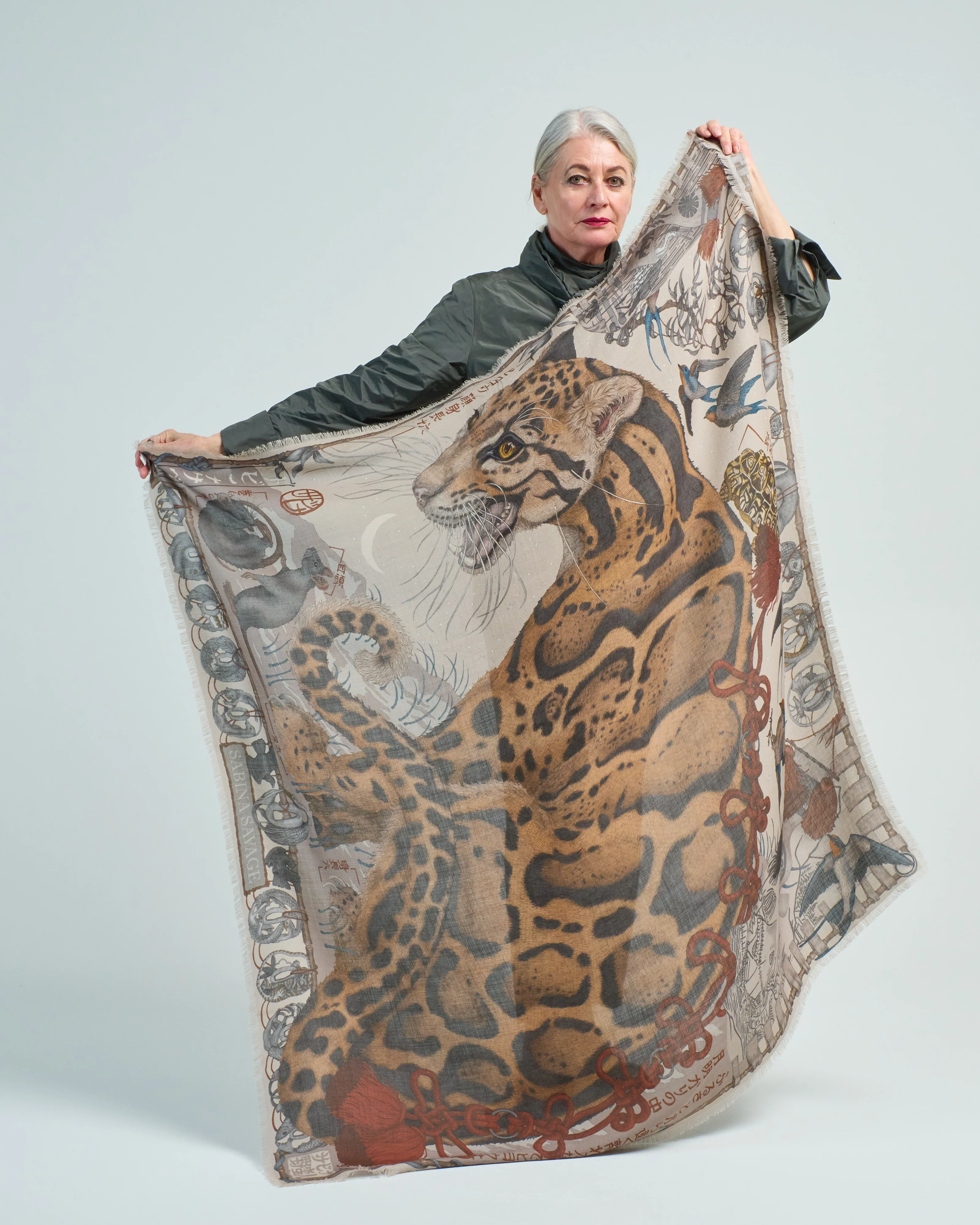 lunar leopard wool/silk square scarf - Image 5