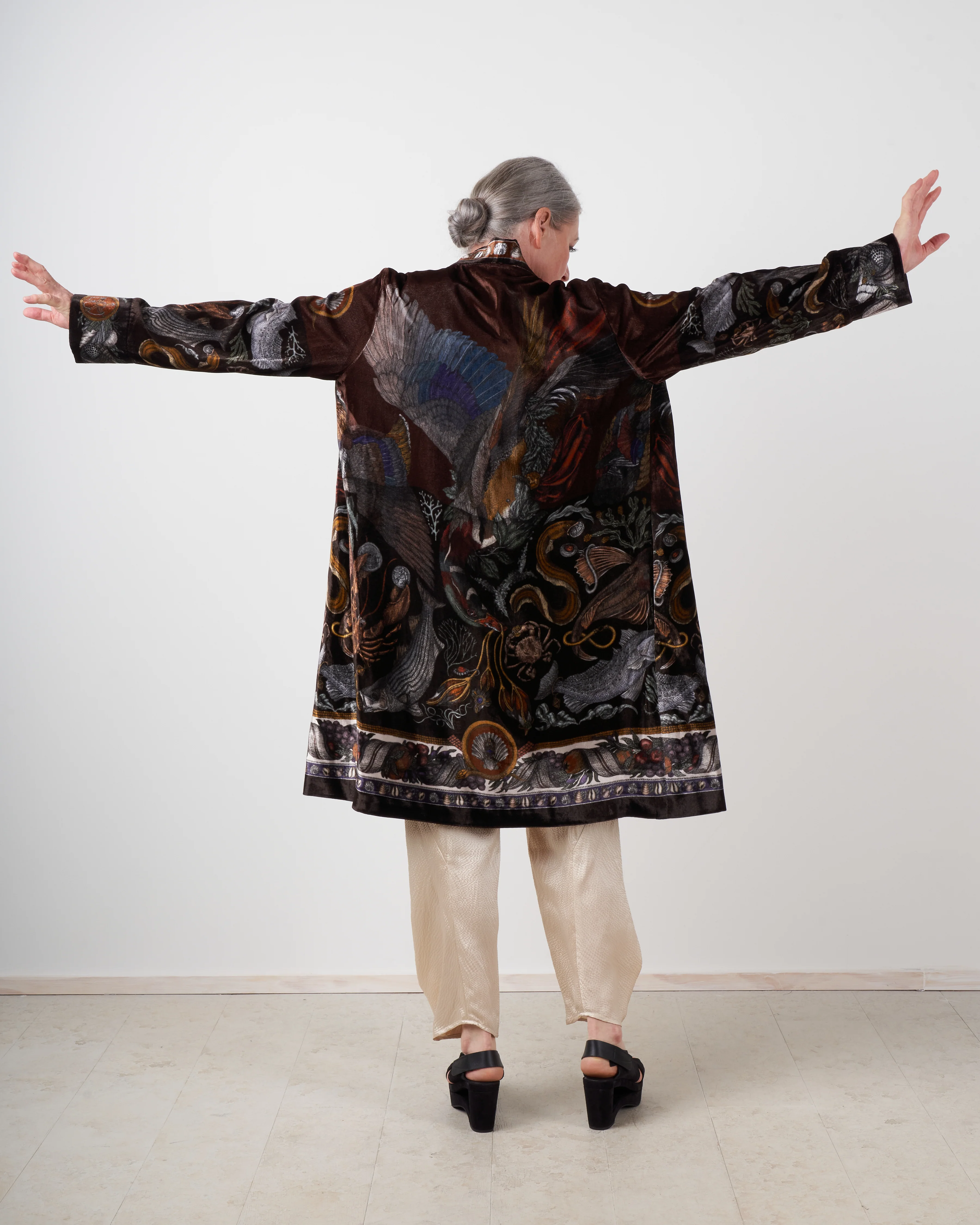 neptune's riches silk velvet midi jacket - rosso - Image 2
